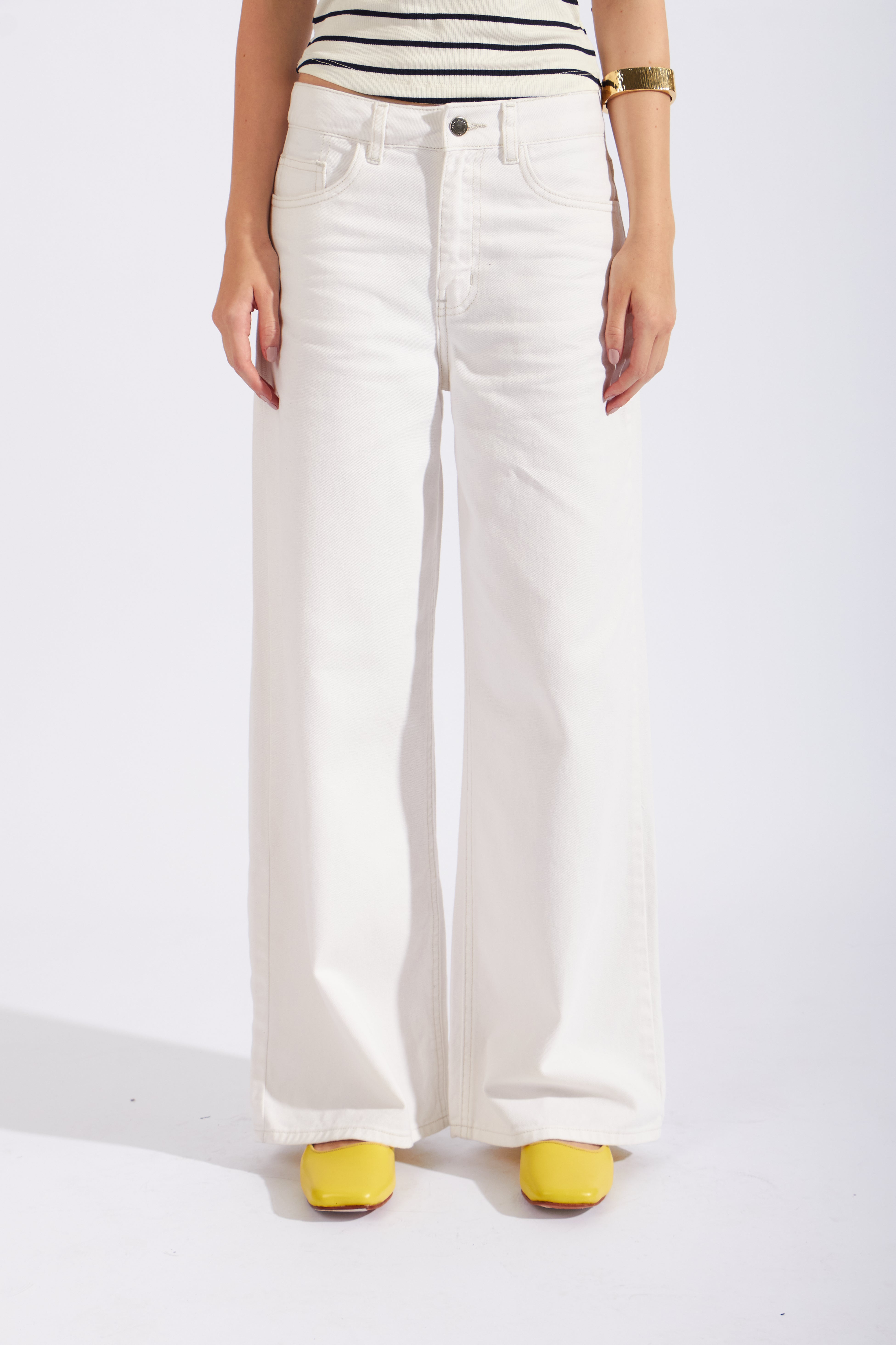 Pantalón Drill Wide 90 - Perla