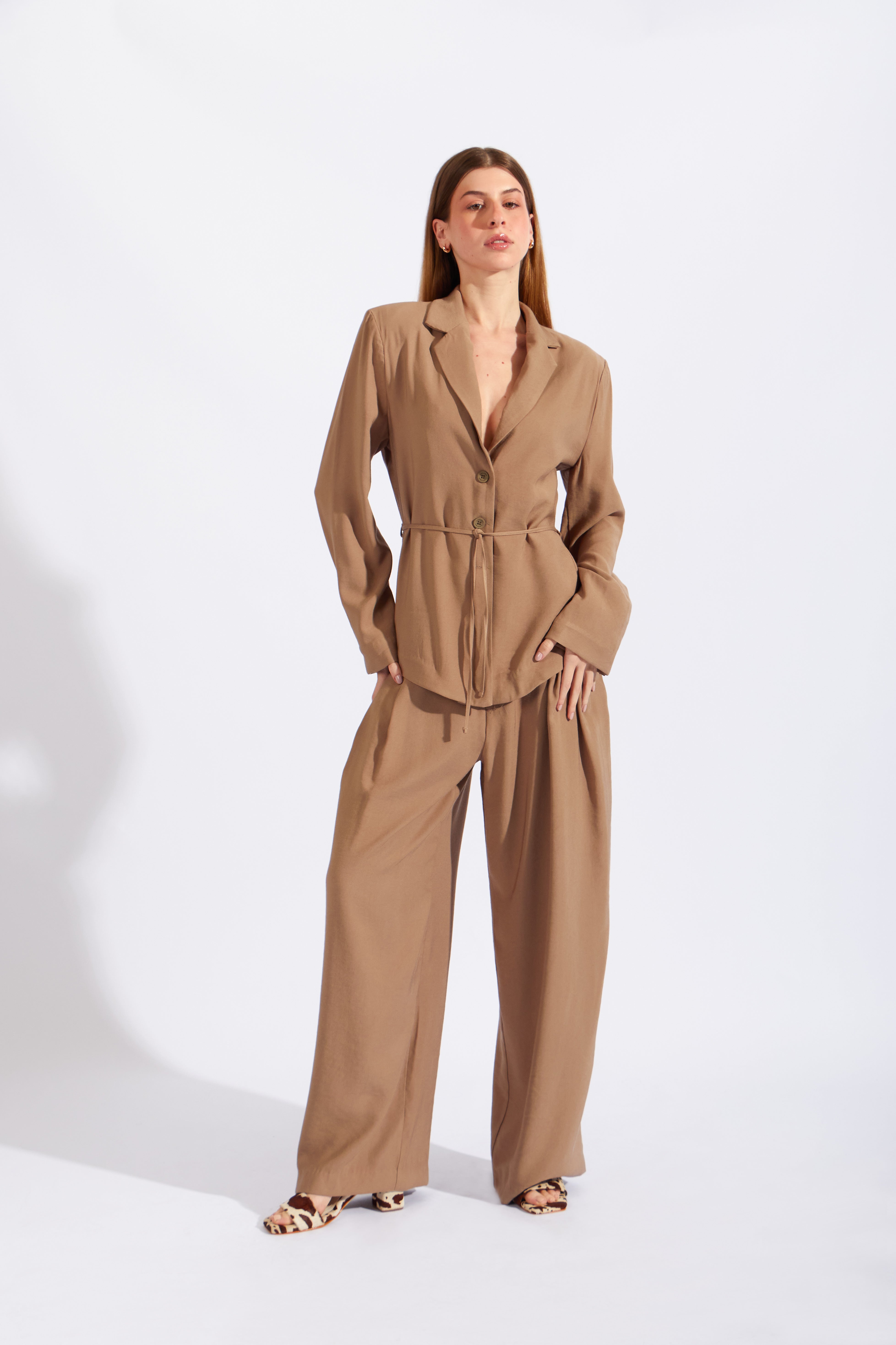 Blazer Fluido Cinturón - Kakhi