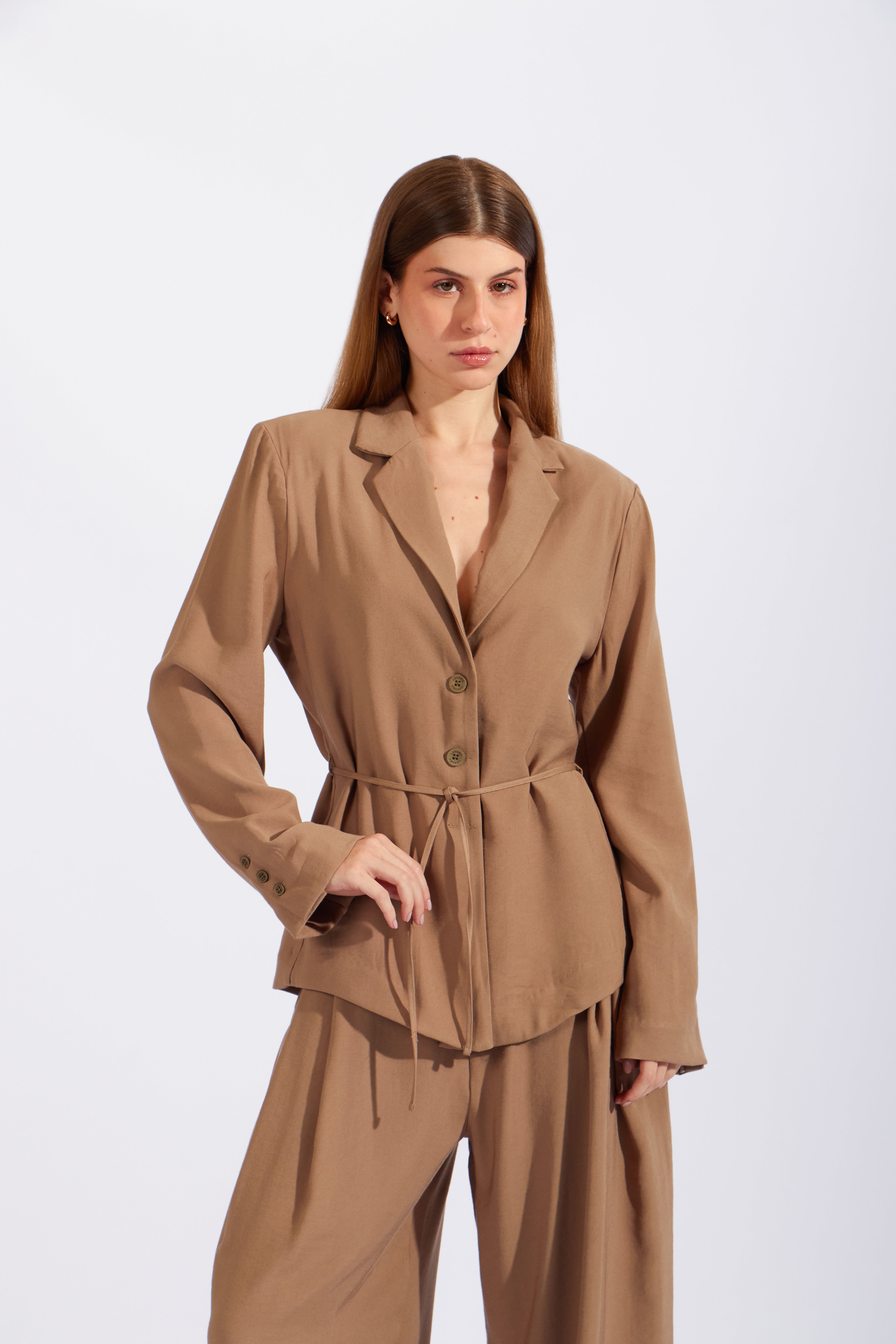 Blazer Fluido Cinturón - Kakhi