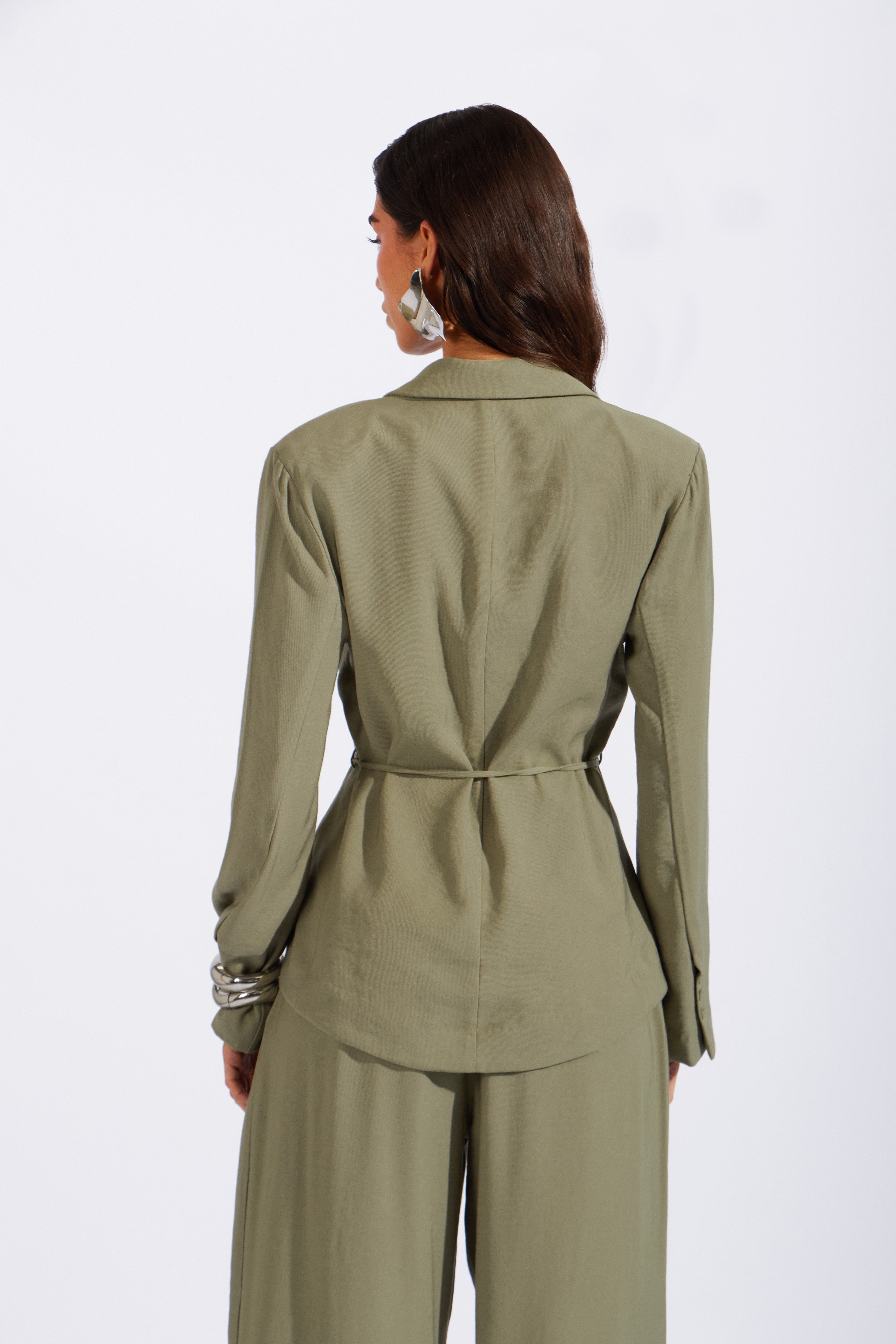 Blazer Fluido Cinturón - Olivo