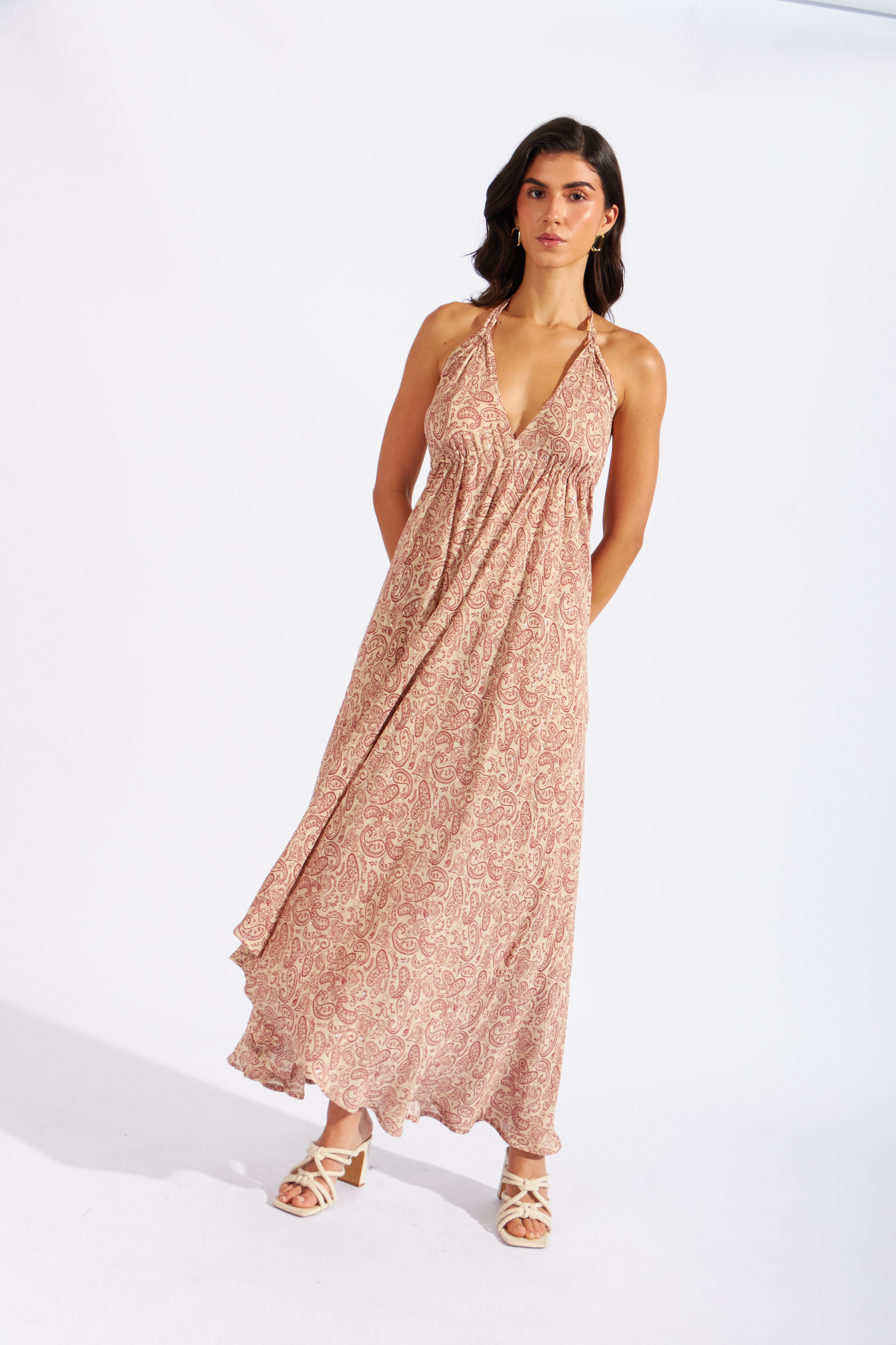 Vestido Midi Halter Fluido - Arena