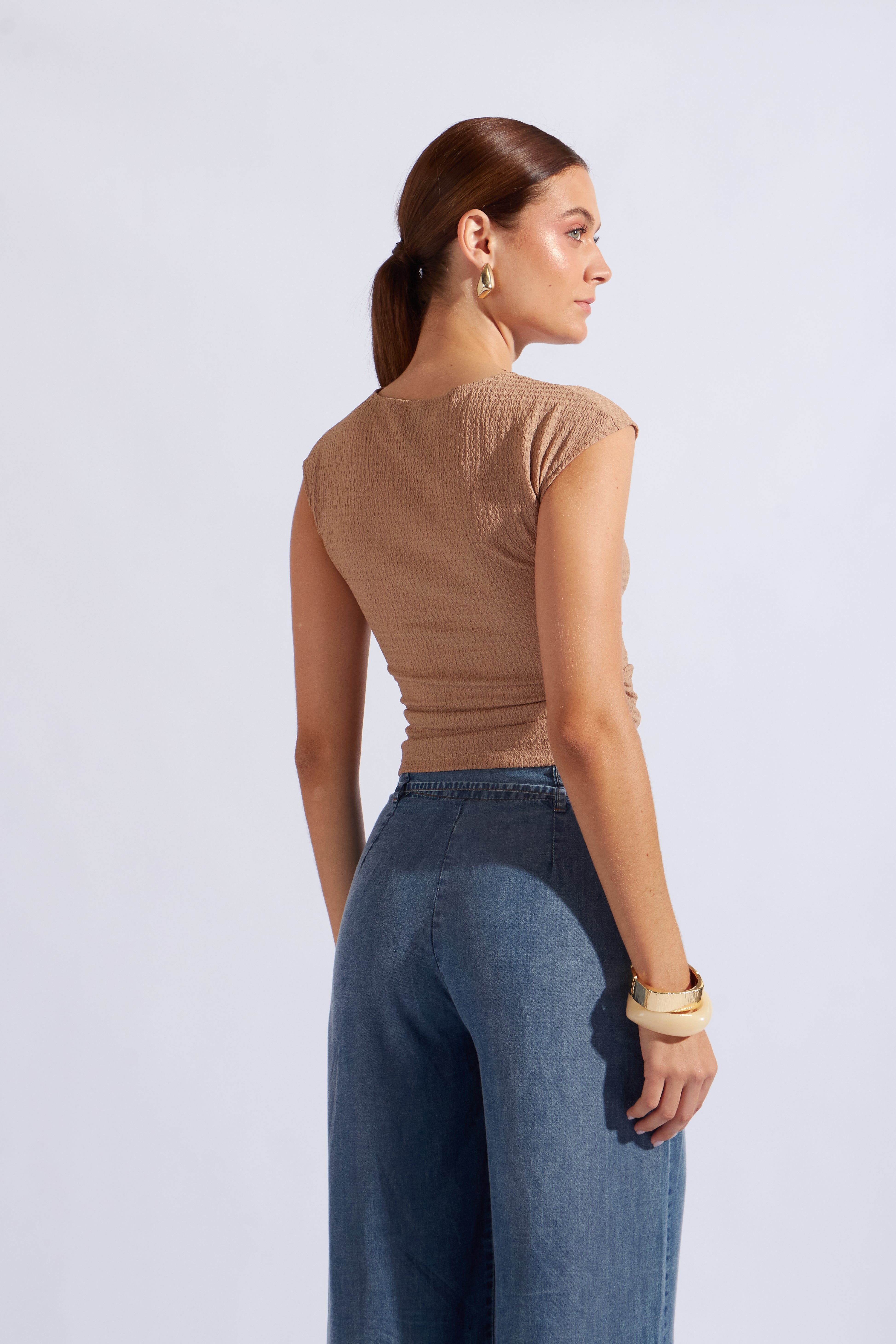 Top Textura Drapeado - Beige