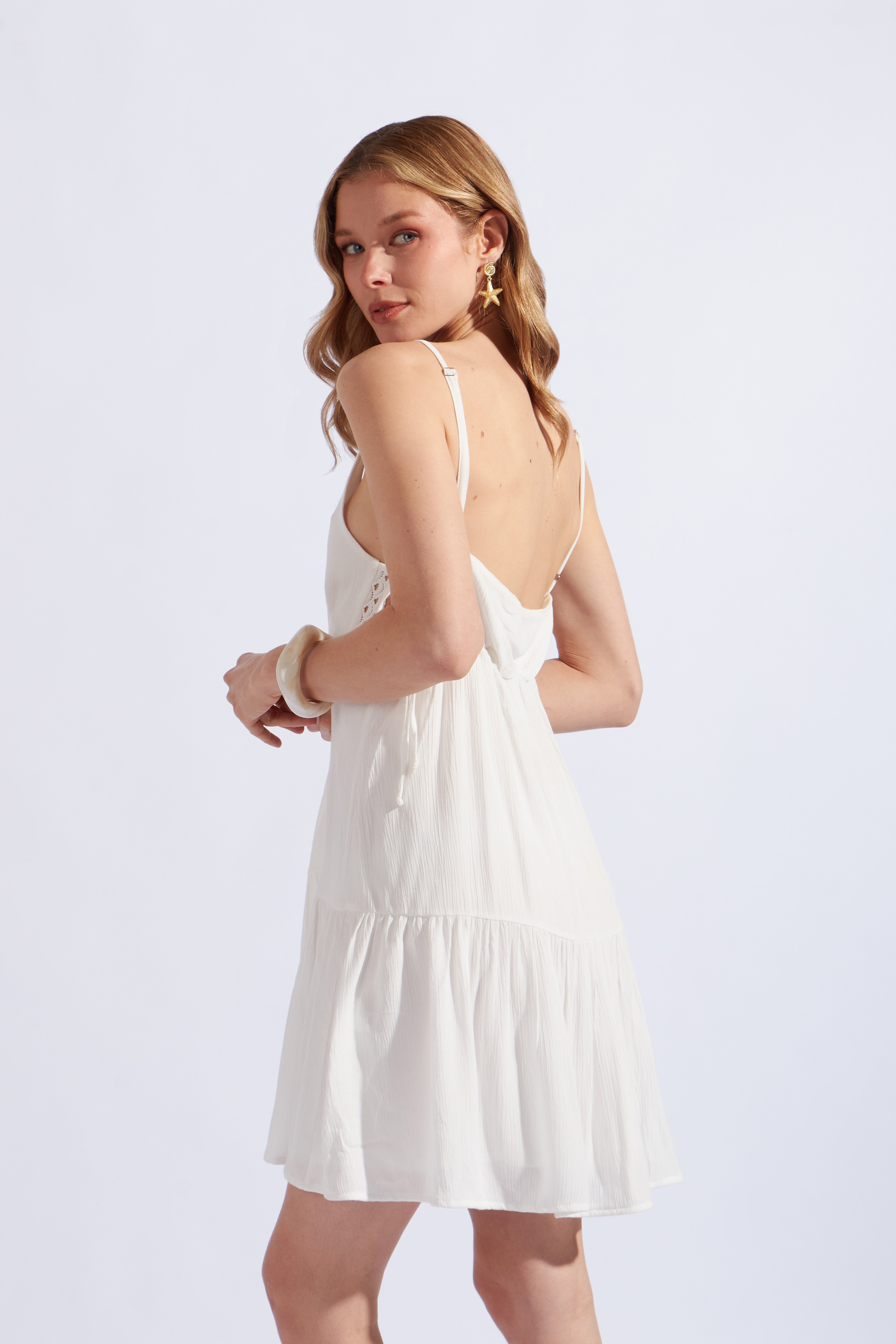 Vestido Corto Fluido - Perla