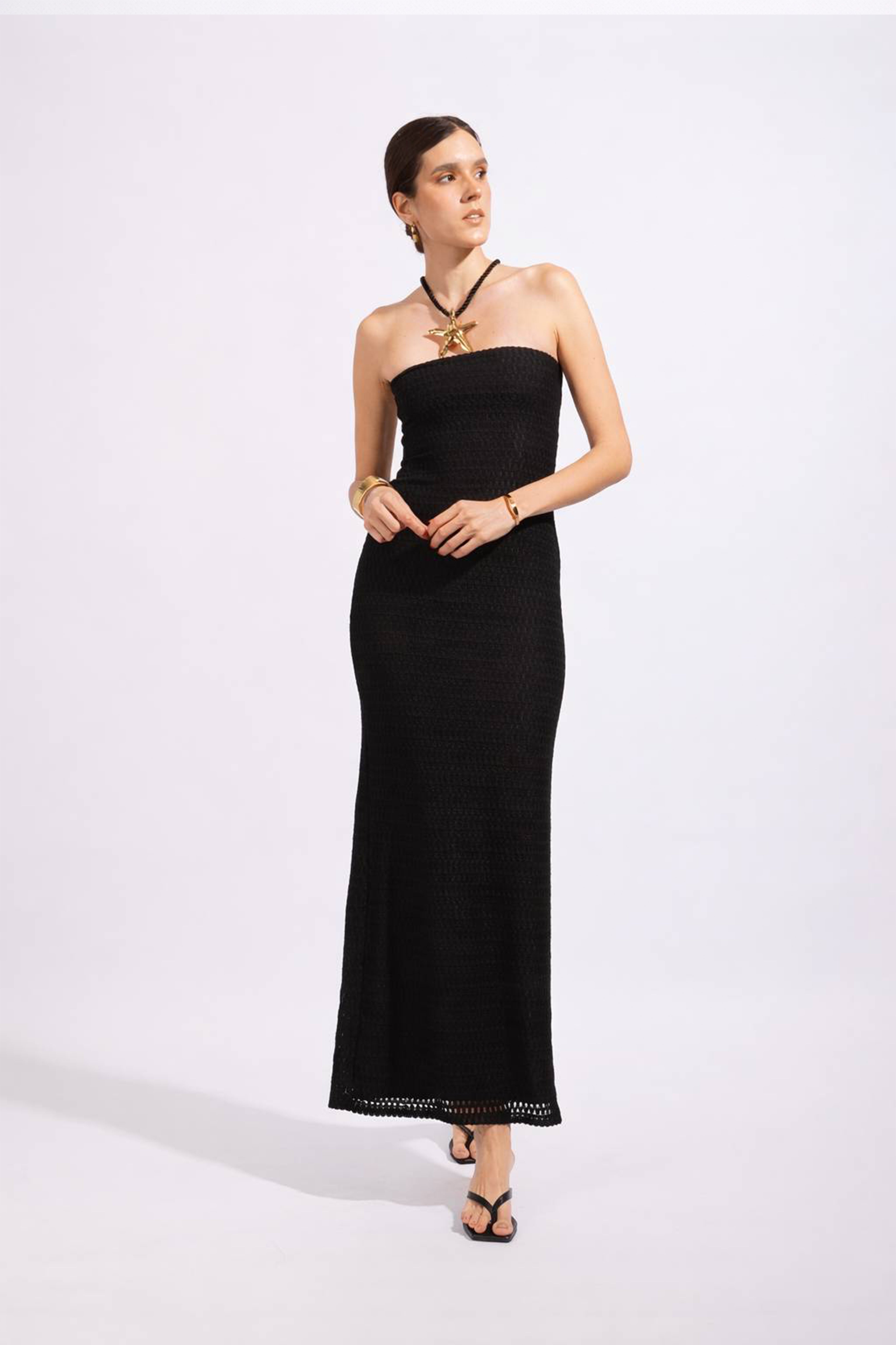 Vestido Strapless Textura - Negro