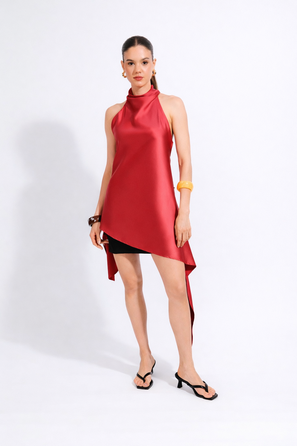 Top Halter Satinado Soft - Rojo