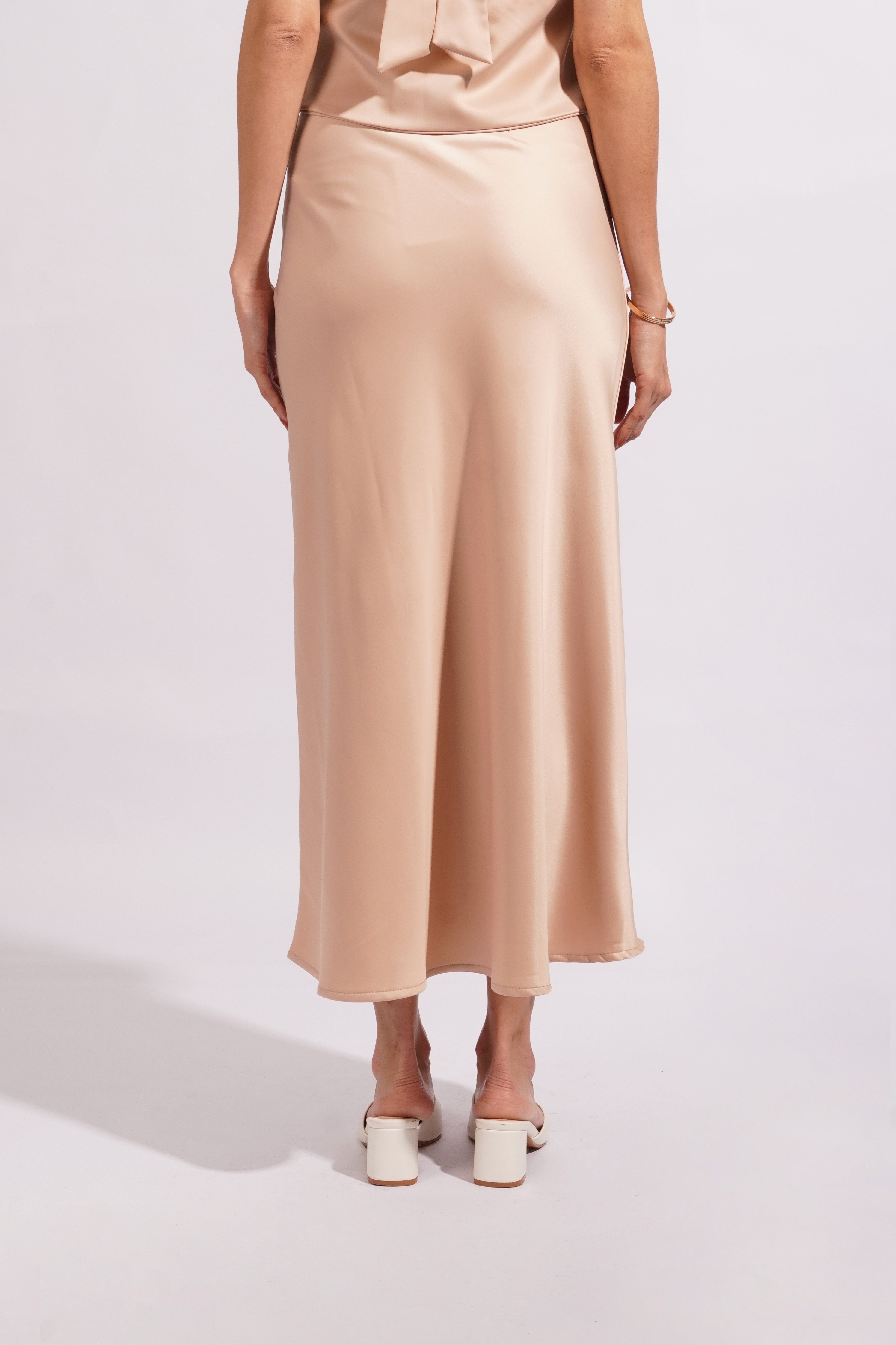 Falda Satinada Fluida - Champagne