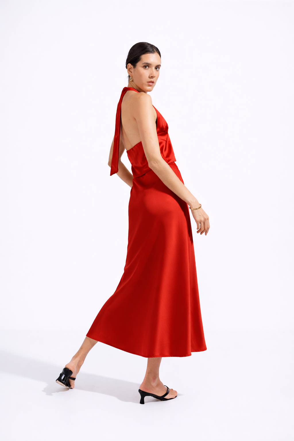 Top Halter Satinado - Rojo