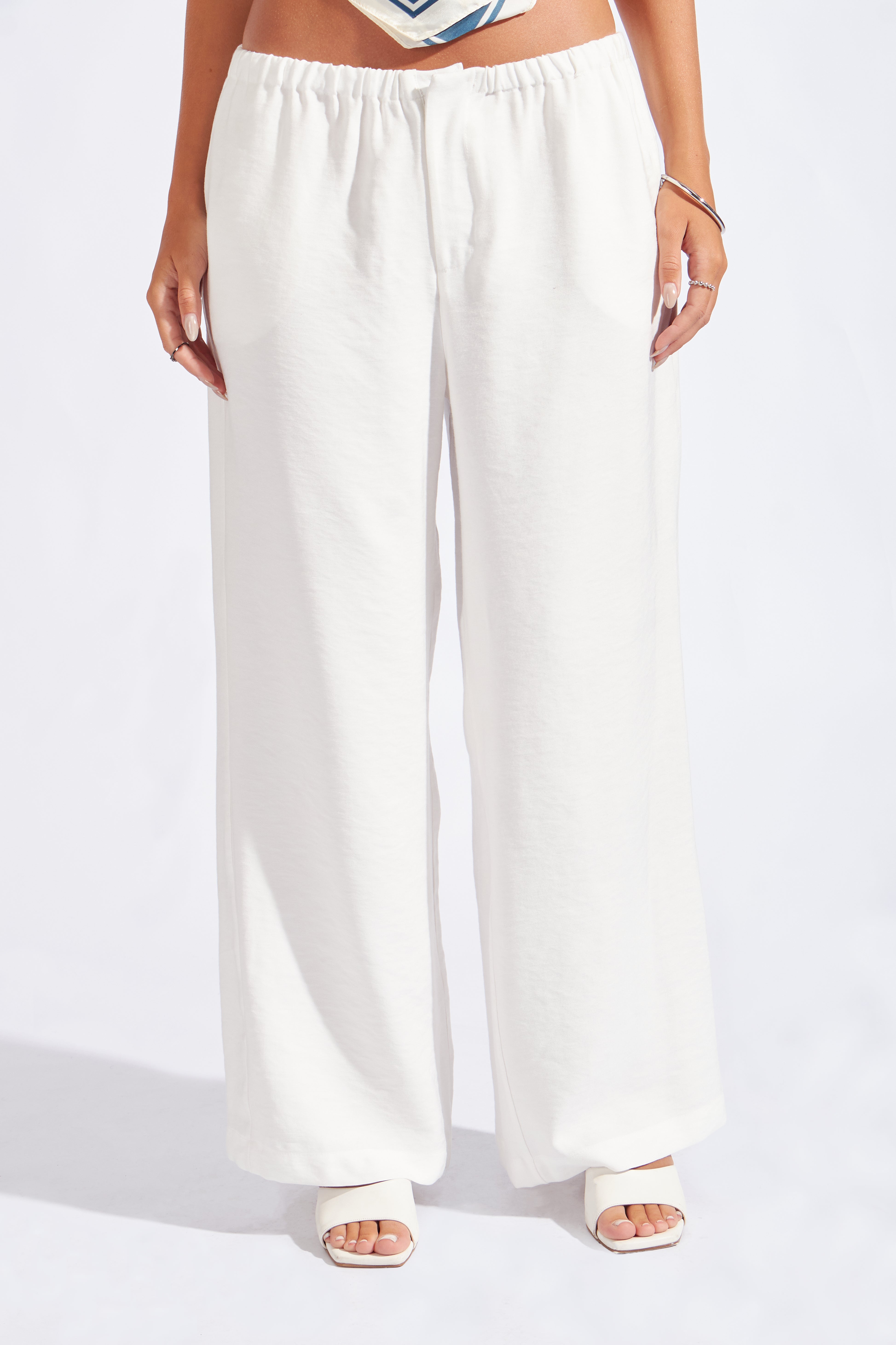 Pantalón Recto Pliegues - Perla