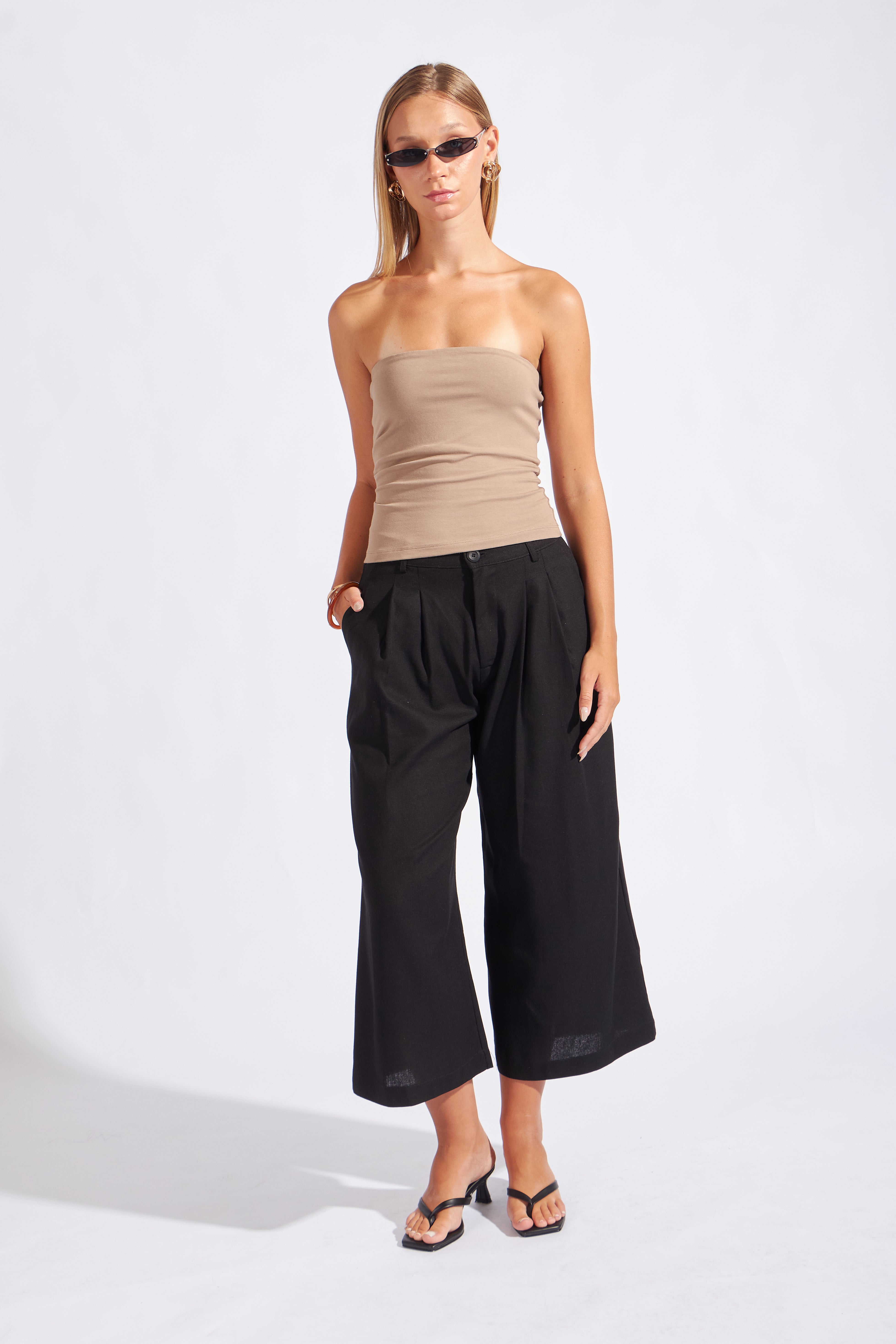 Top Strapless Drapeado - Castor