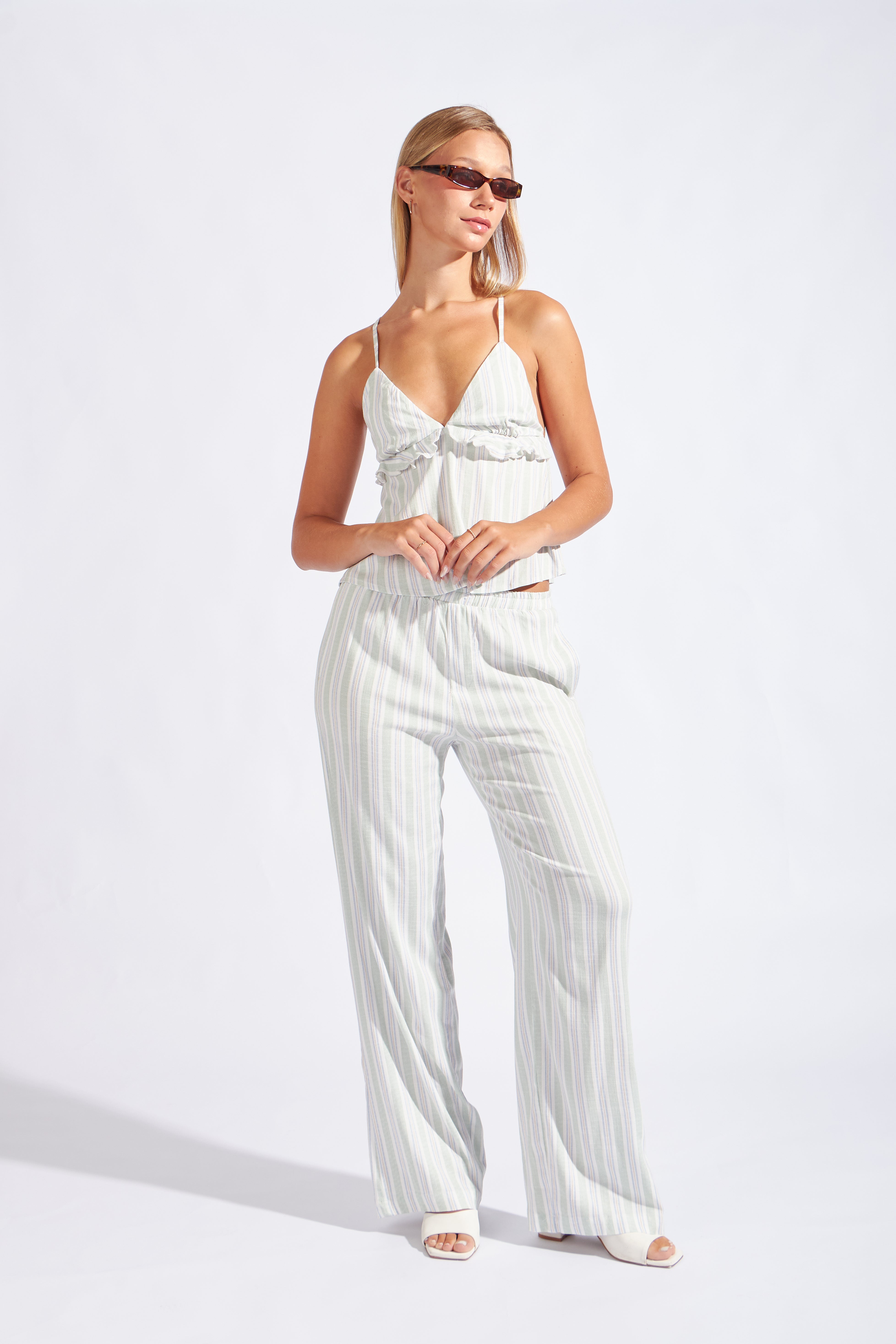 Pantalón Fluido Listado - Aloe