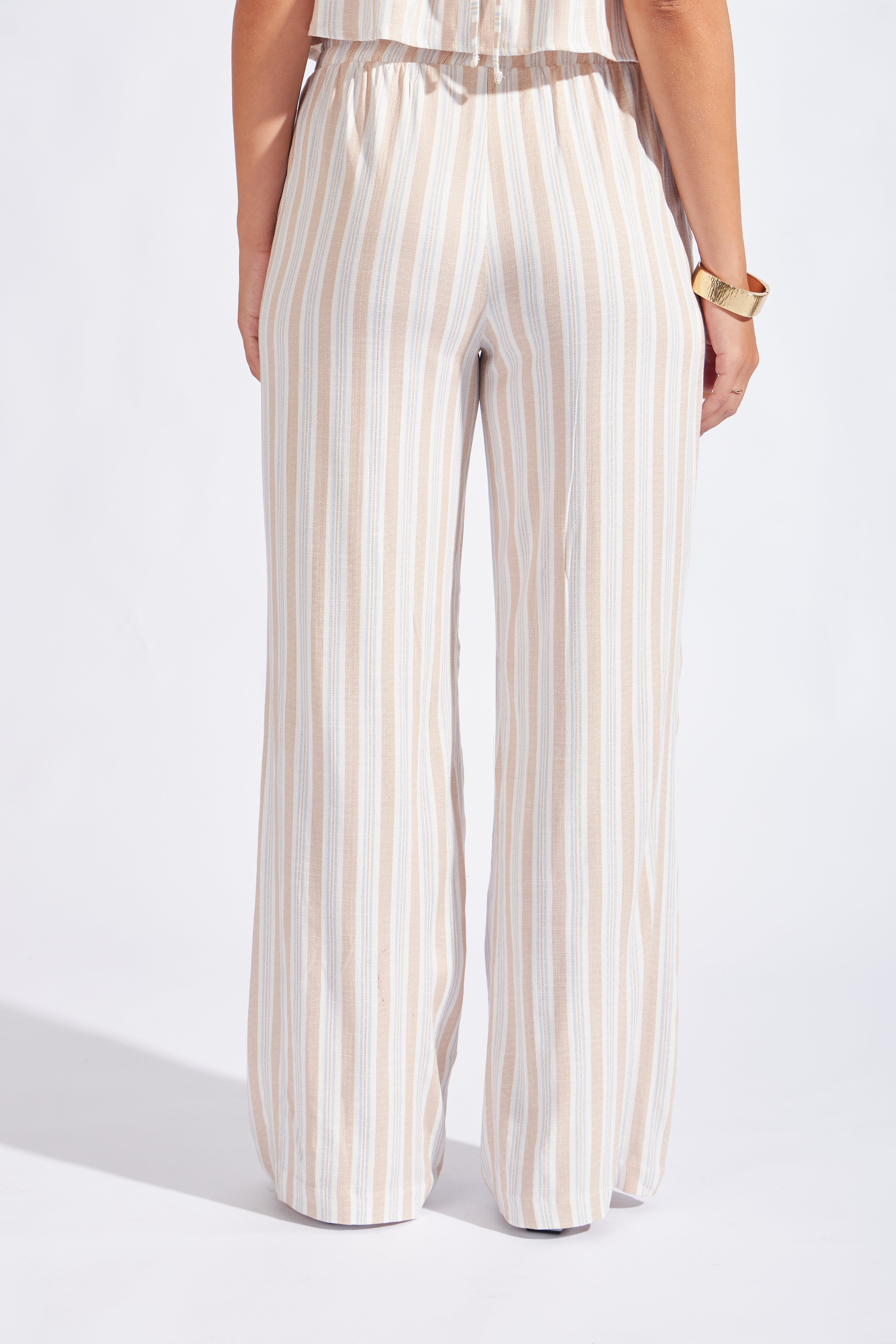 Pantalón Fluido Listado - Beige