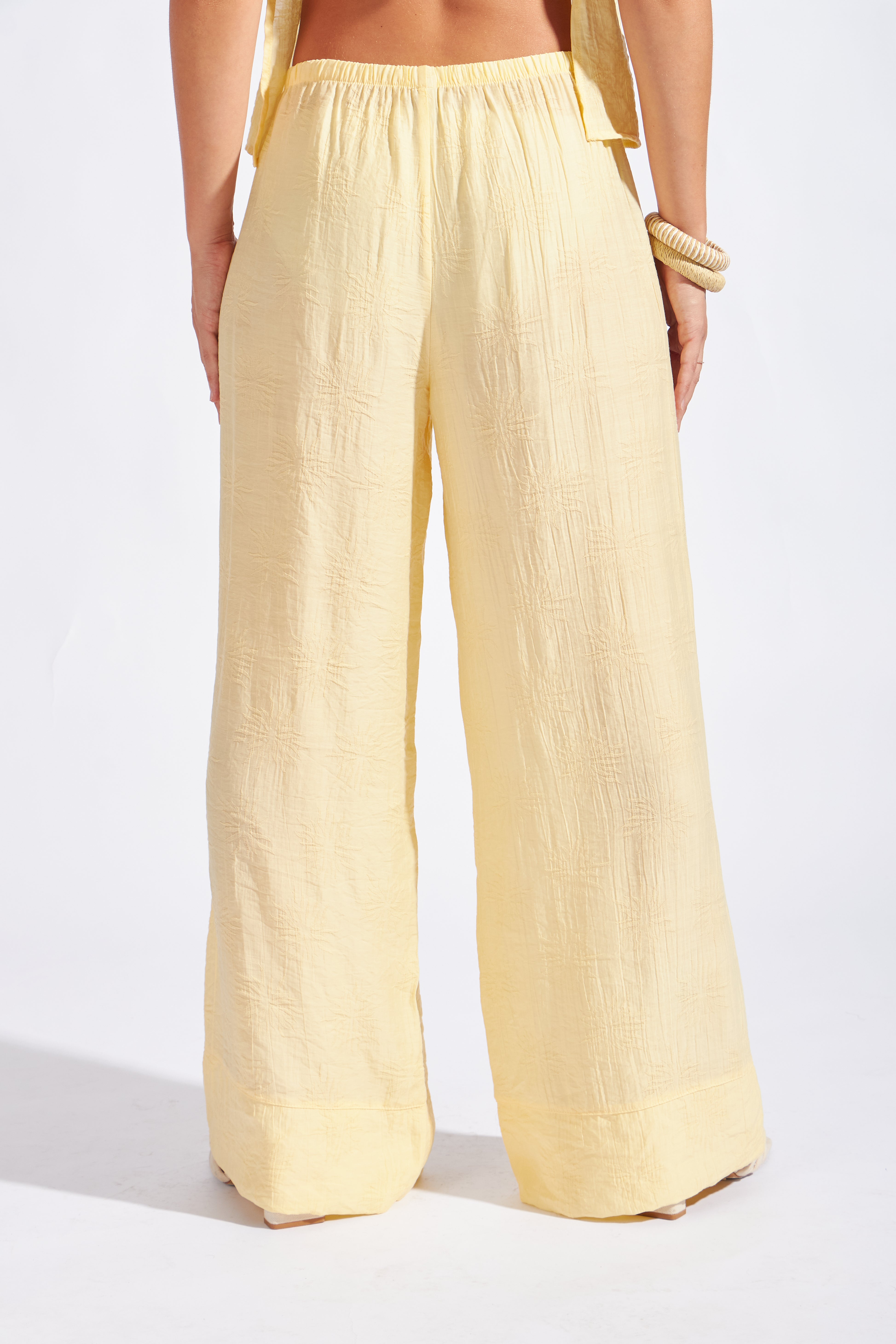 Pantalón Textura Holgado - Amarillo