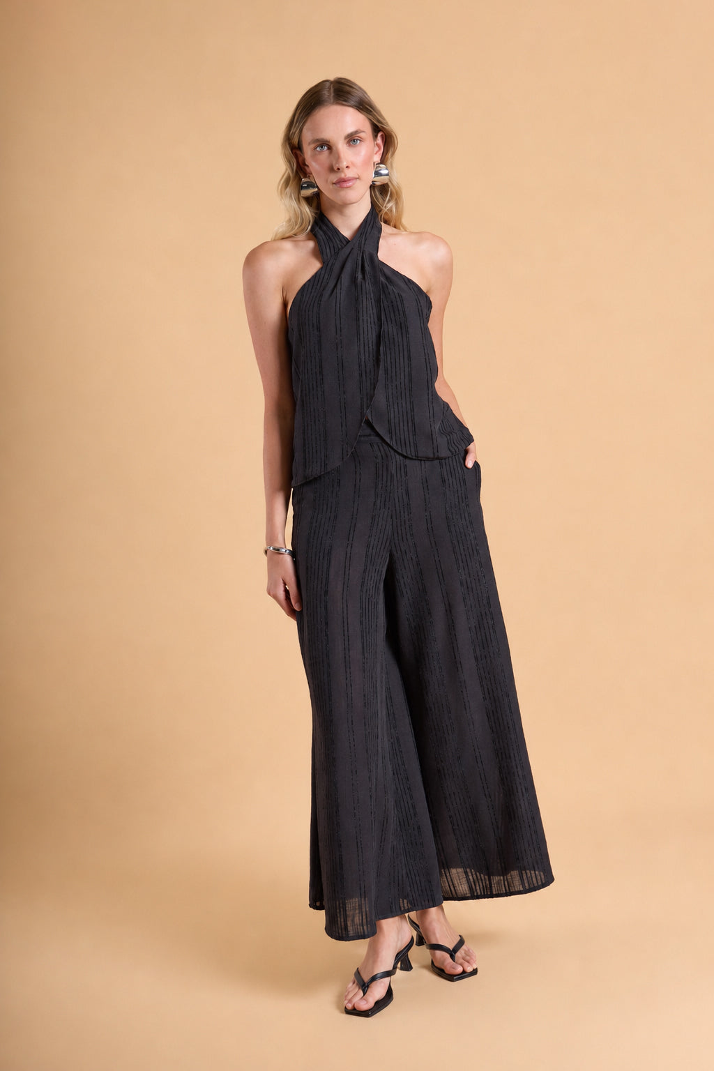 Blusa Cruzada Halter - Negro