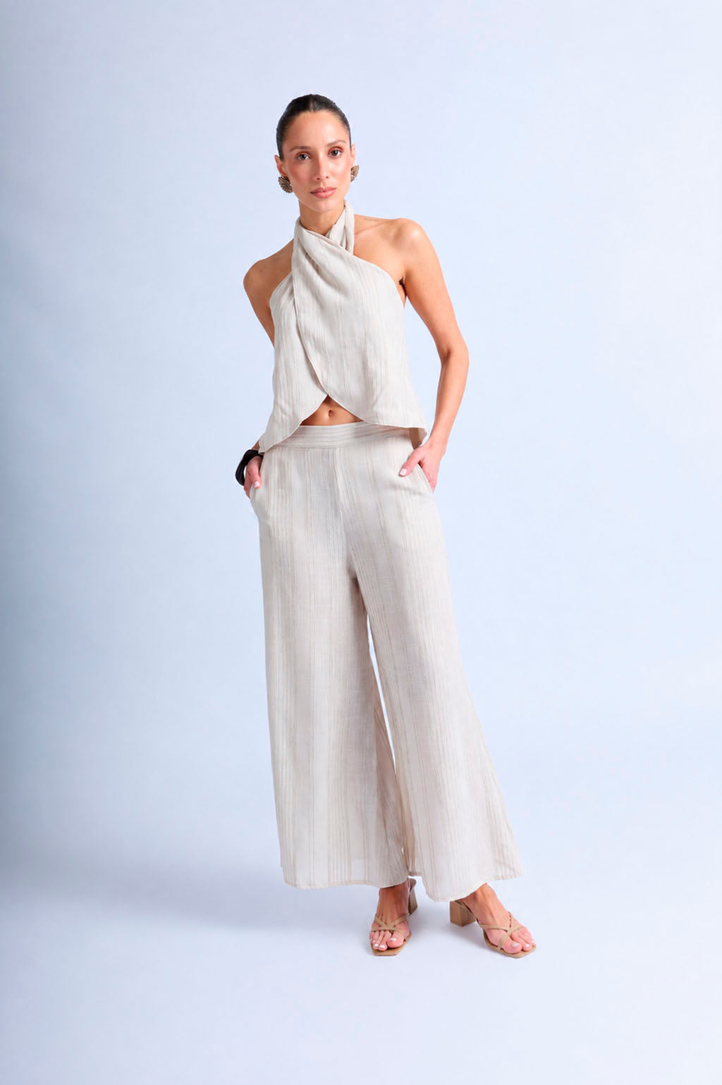 Blusa Cruzada Halter - Sand