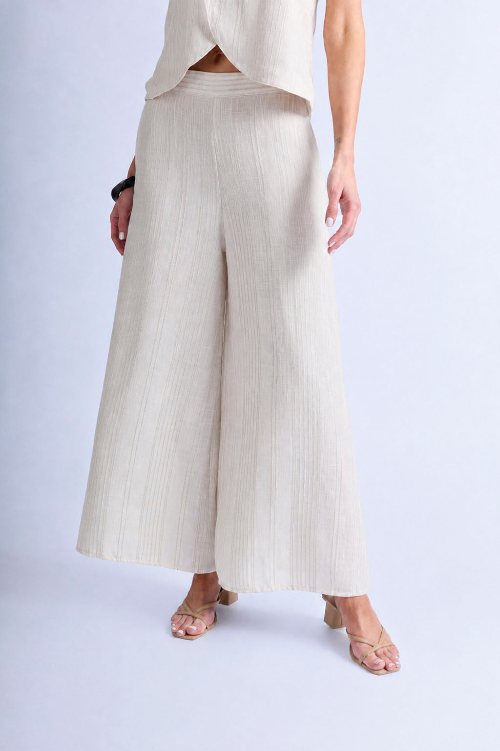 Pantalón Fluido Print Rayas - Sand
