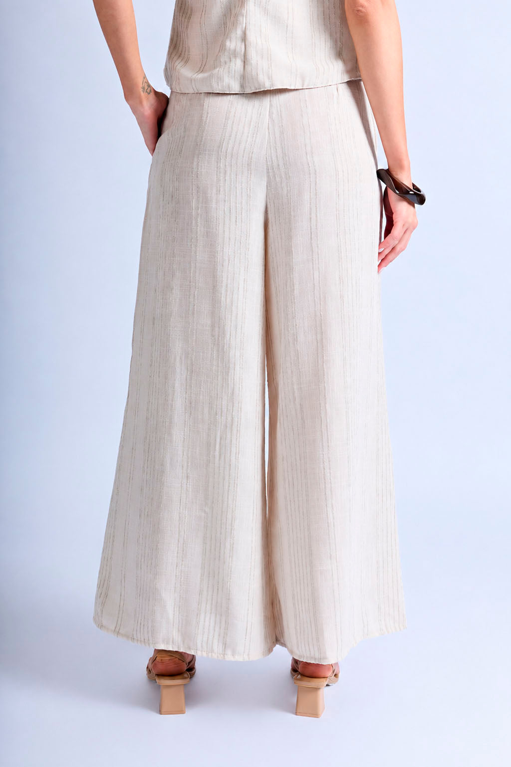 Pantalón Fluido Print Rayas - Sand