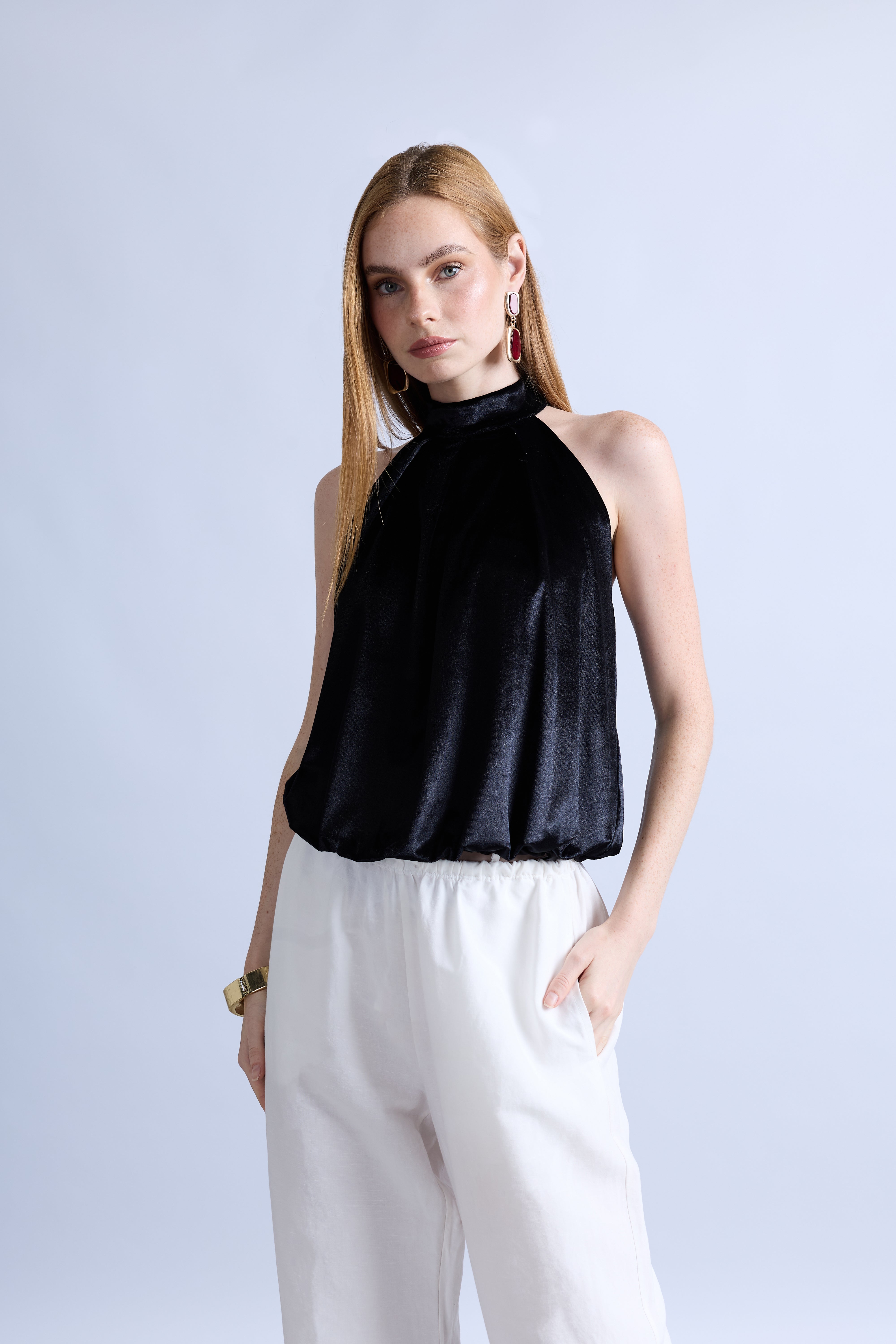 Blusa Halter Globo - Negro