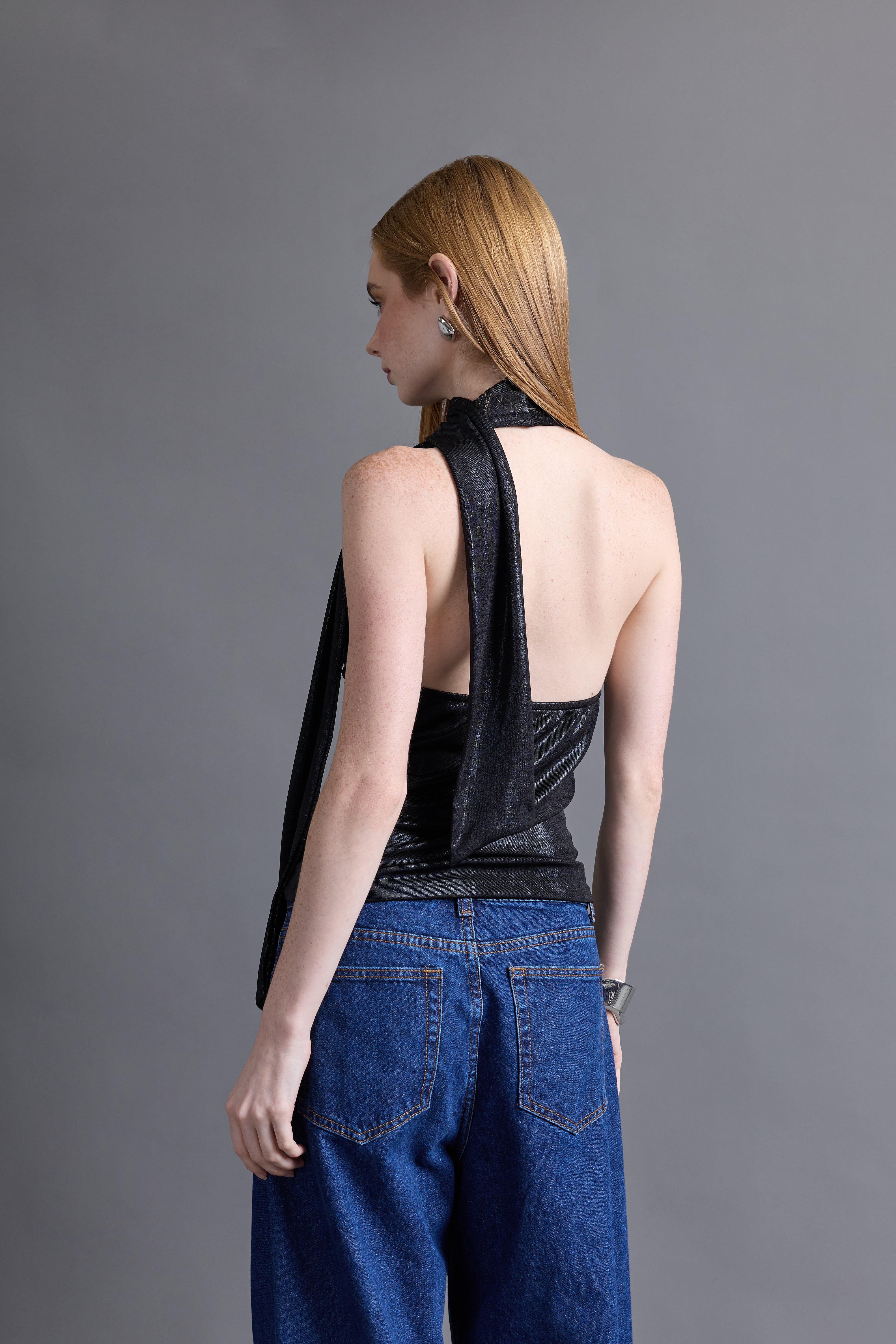 Top Cuello Holgado Fular - Negro