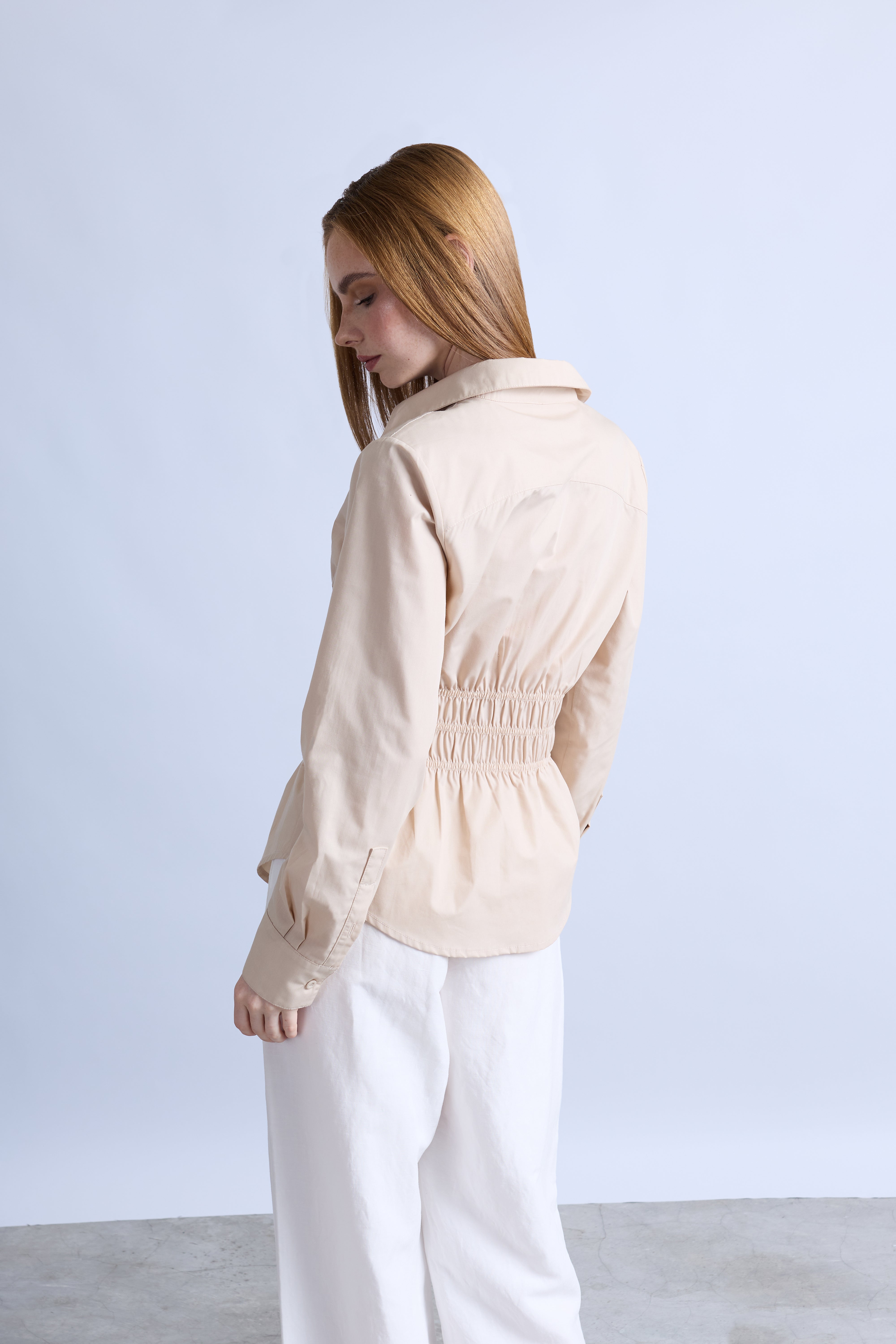 Blusa Clásica Cinturón - Beige