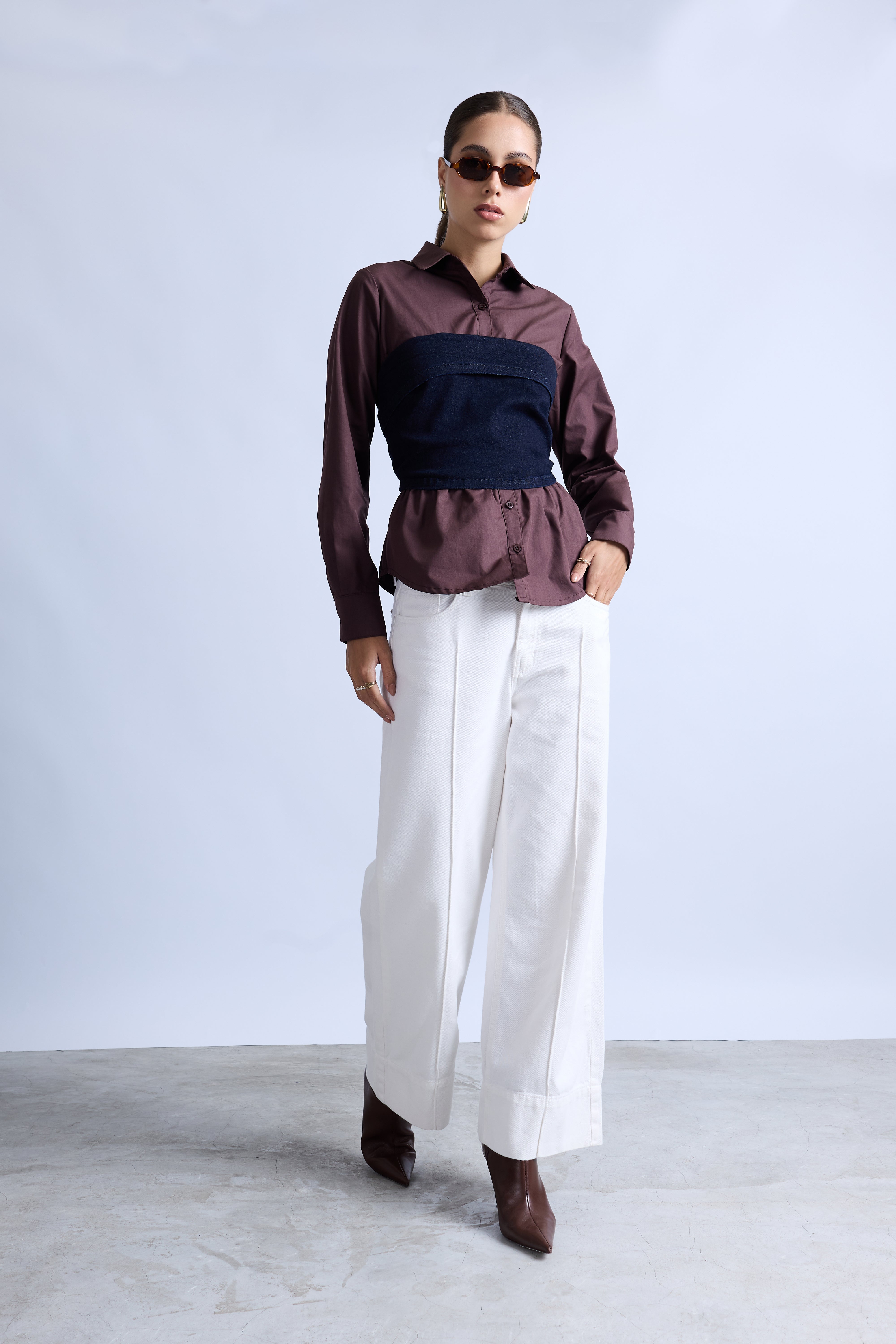 Blusa Clásica Cinturón - Marrón