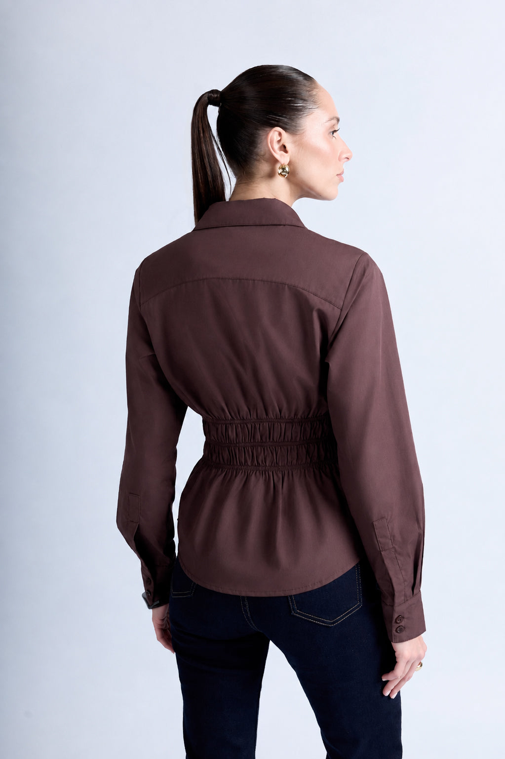 Blusa Clásica Cinturón - Marrón