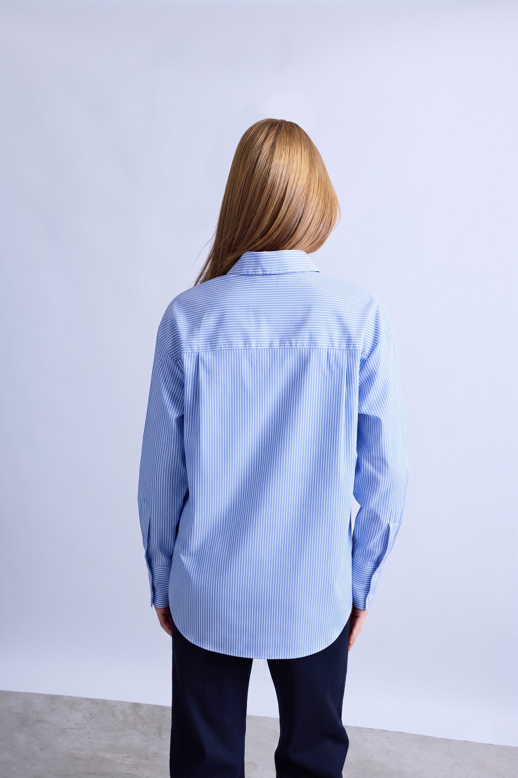 Blusa Oversize a Rayas - Celeste