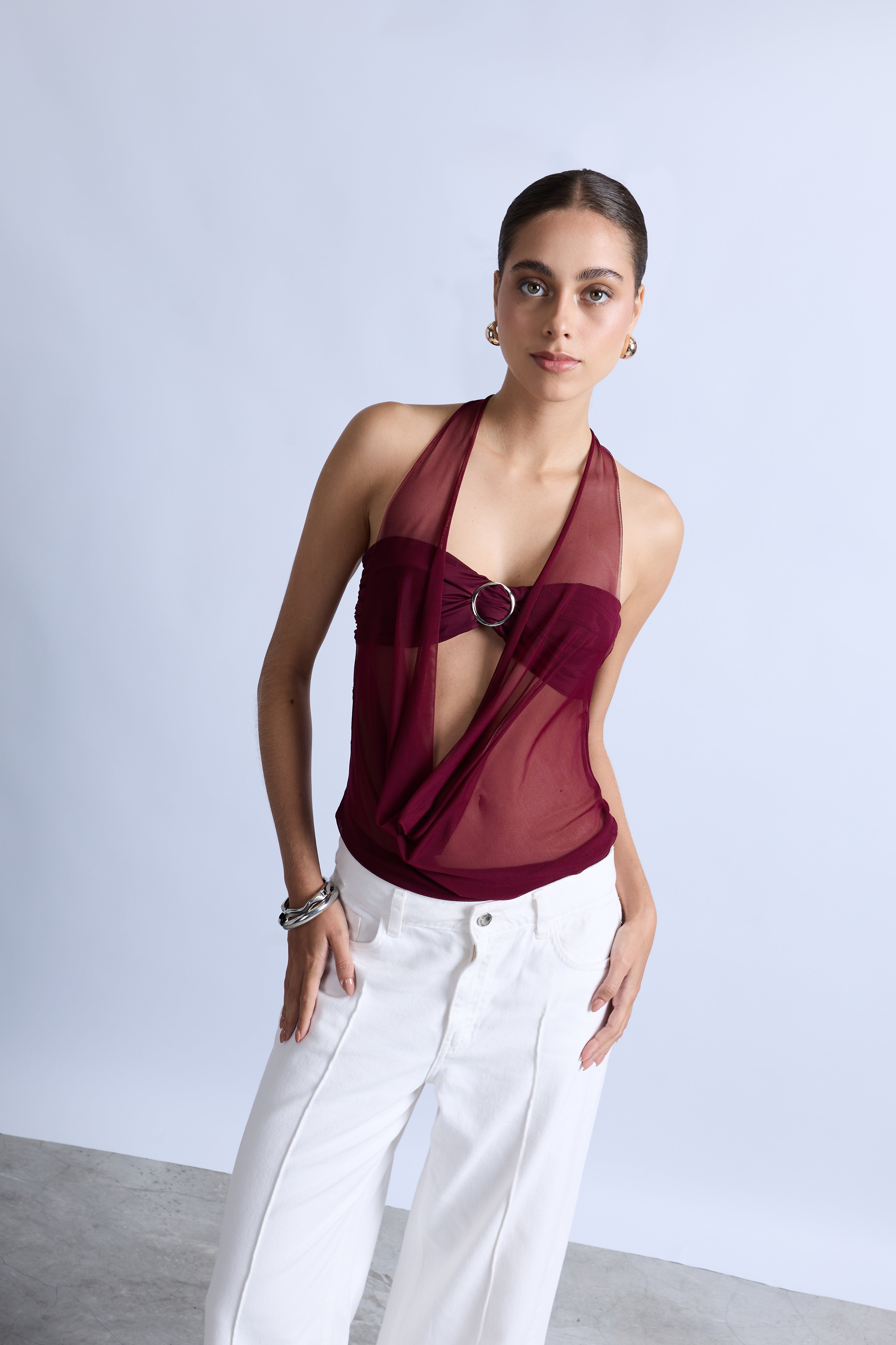 Top Aro Drapeado - Burgundy