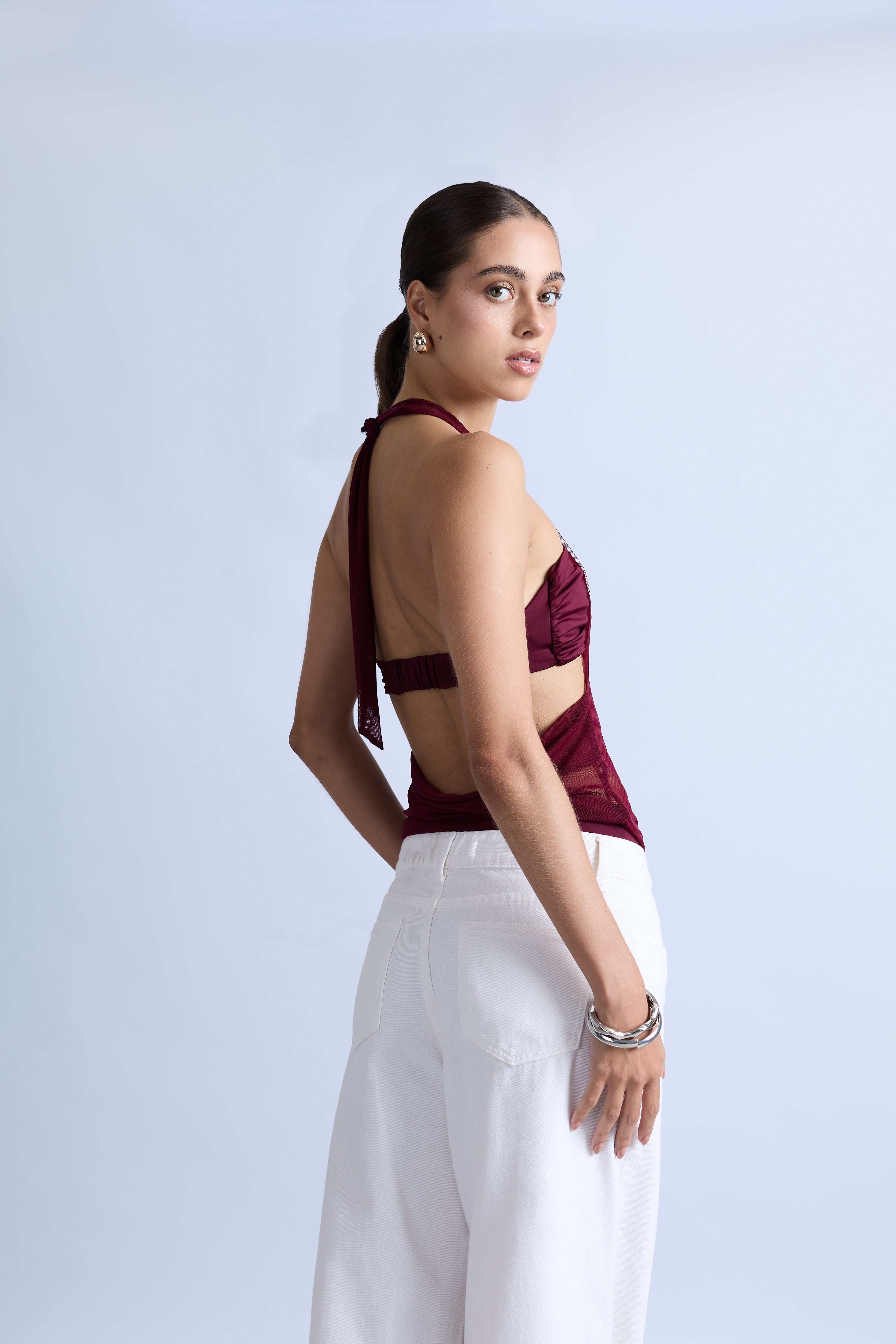 Top Aro Drapeado - Burgundy