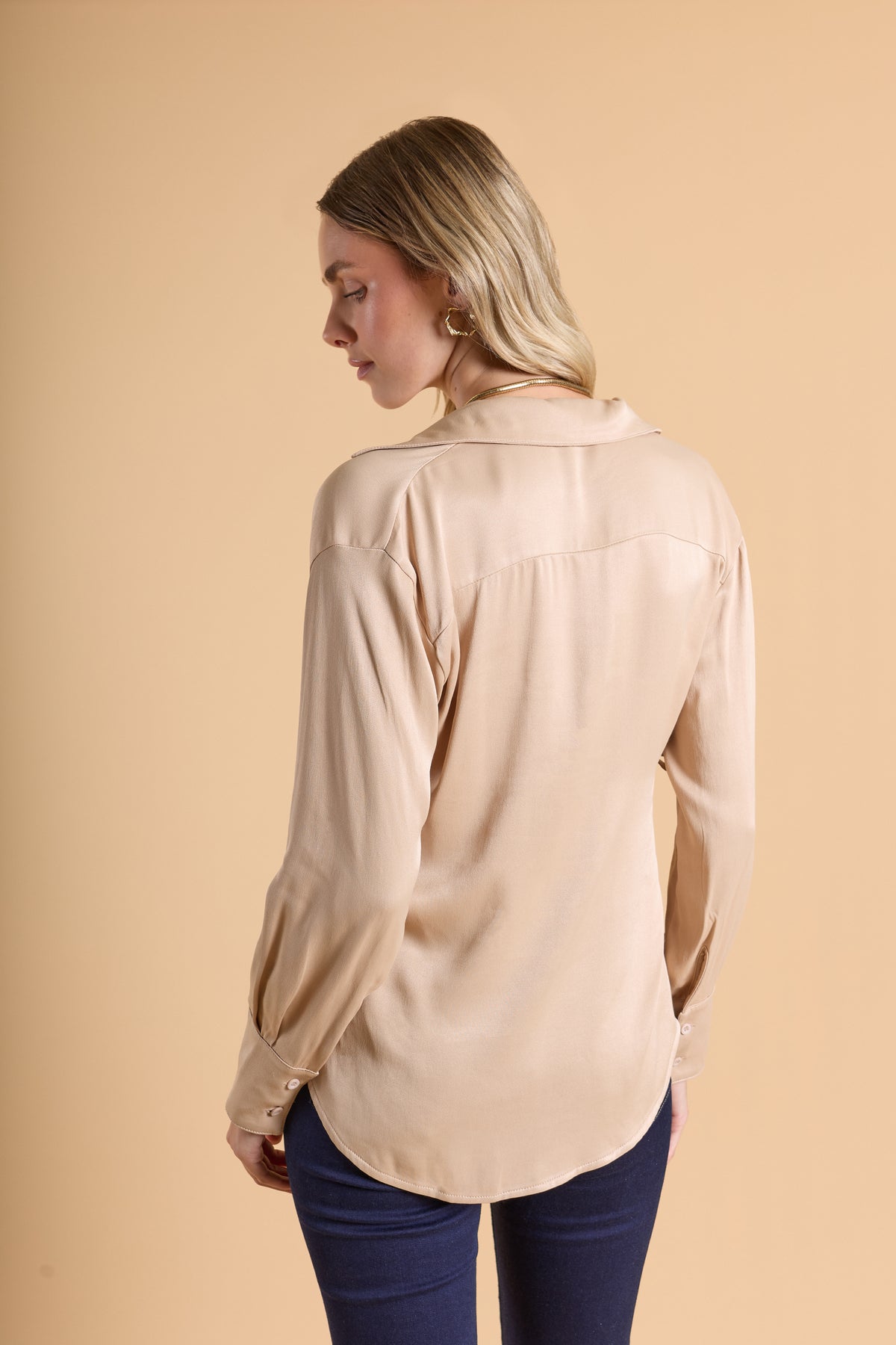 Top Drapeado Lateral - Beige