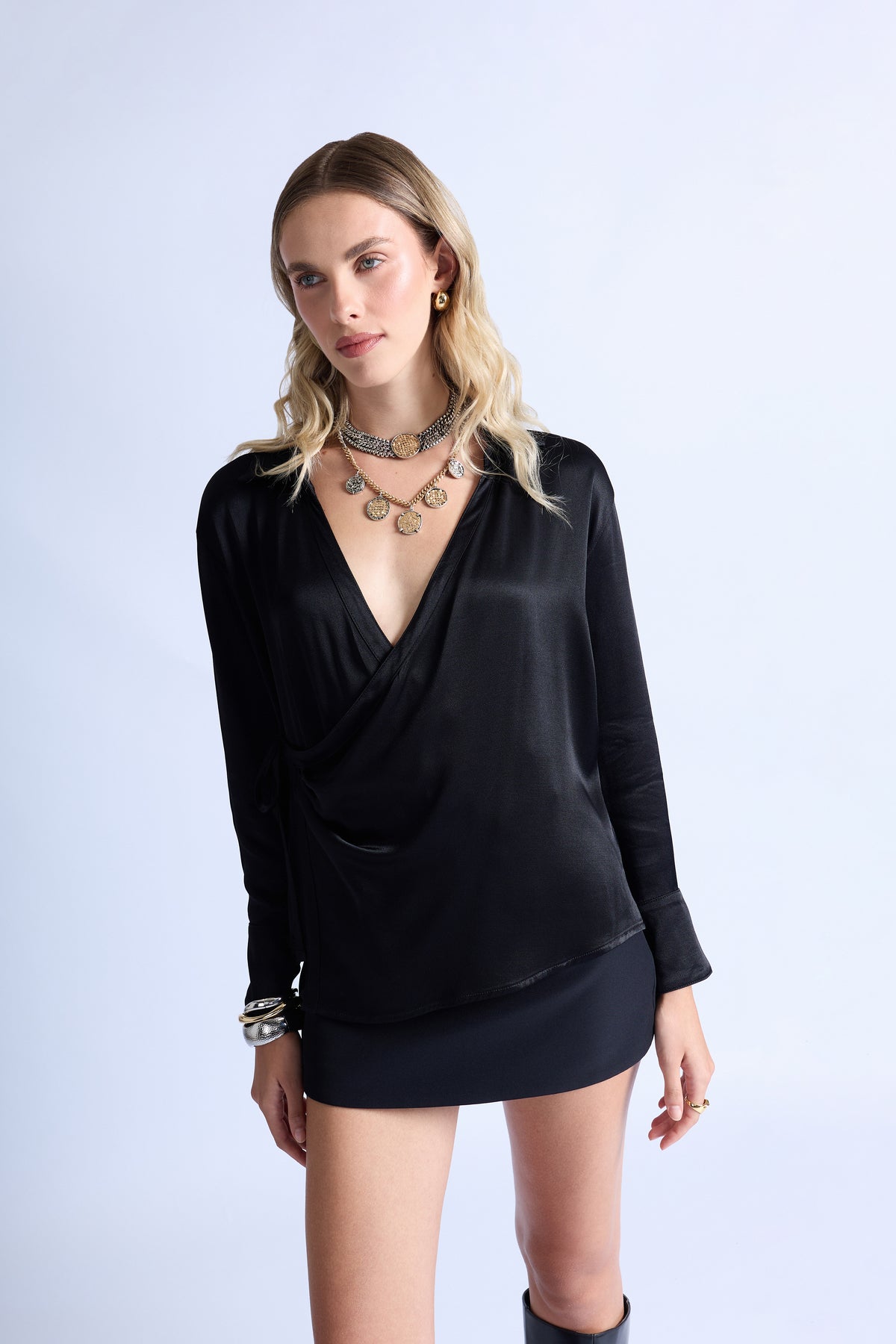 Top Drapeado Lateral - Negro