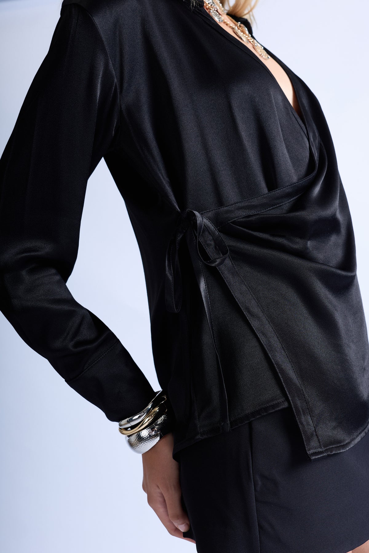 Top Drapeado Lateral - Negro