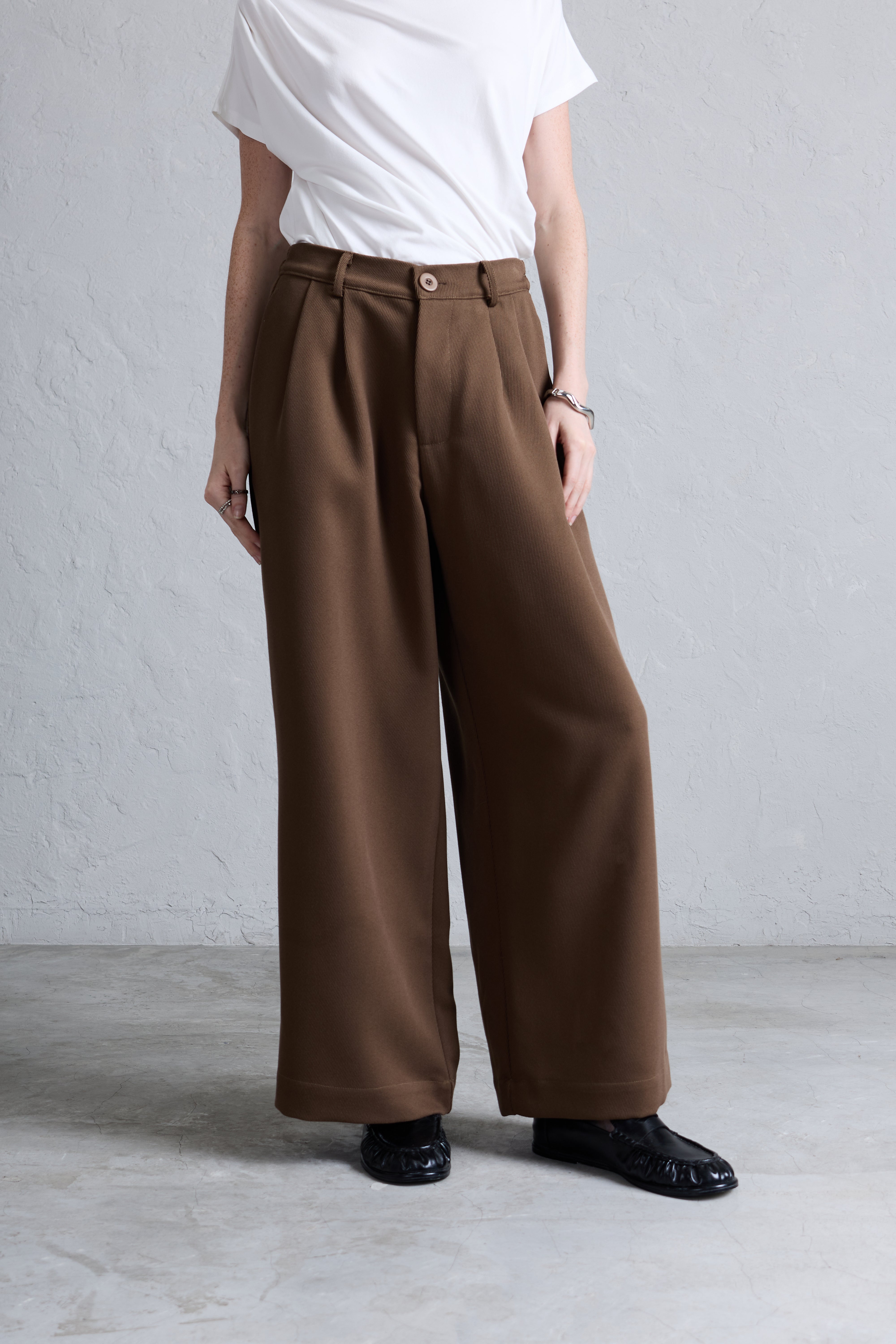 Pantalón Palazzo Pliegues - Marrón