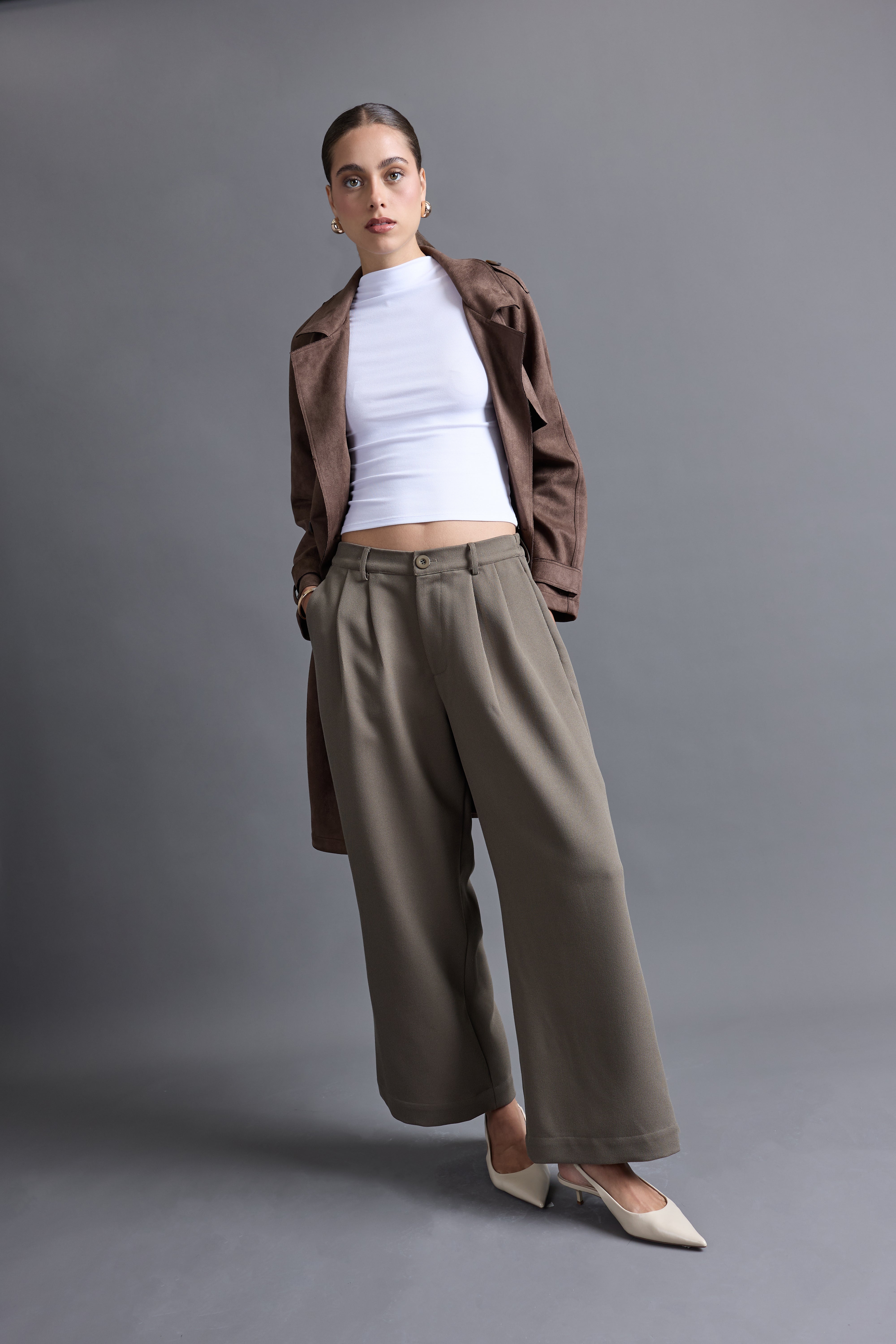 Pantalón Palazzo Pliegues - Verde Militar