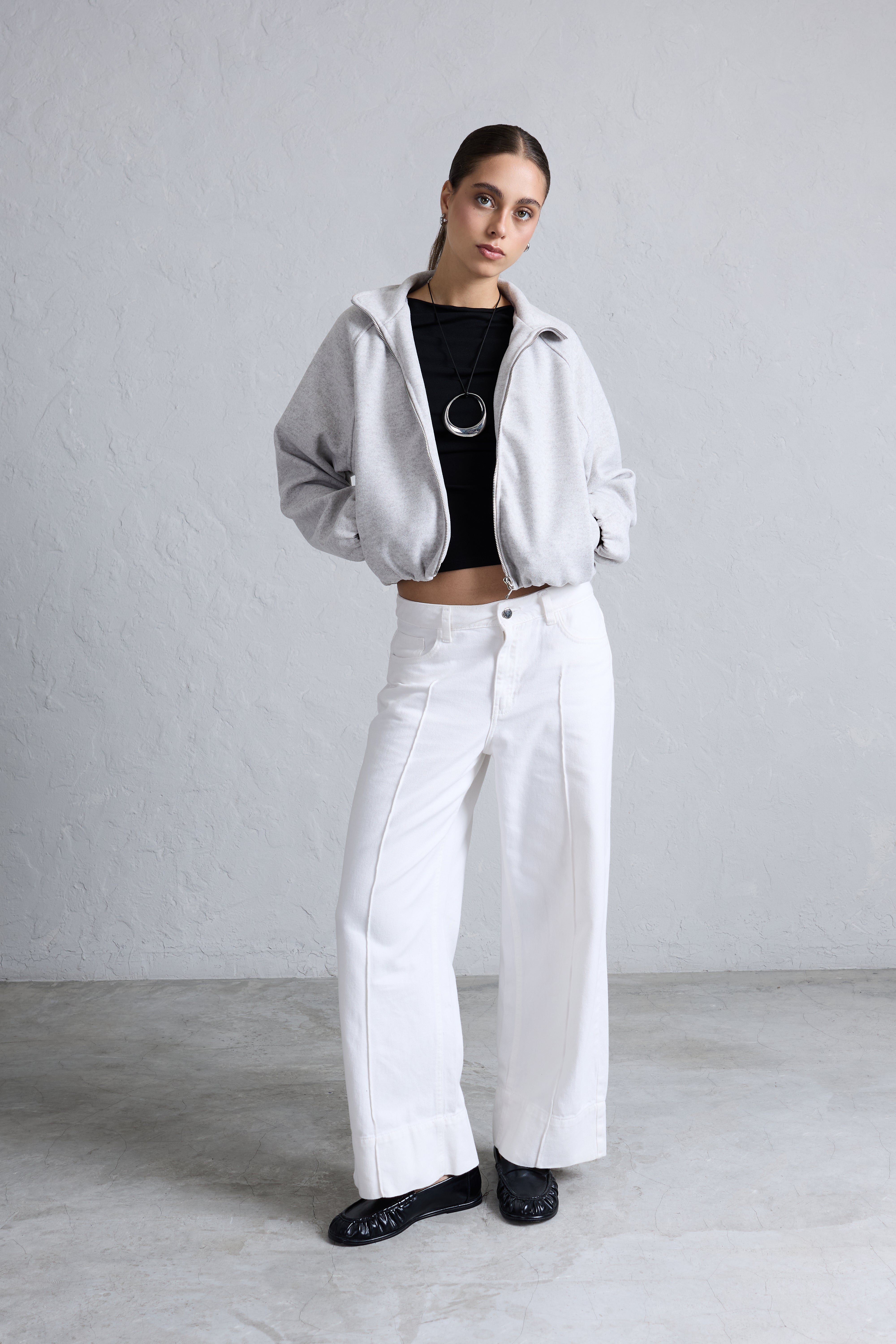 Casaca Bomber Manga Raglán - Gris