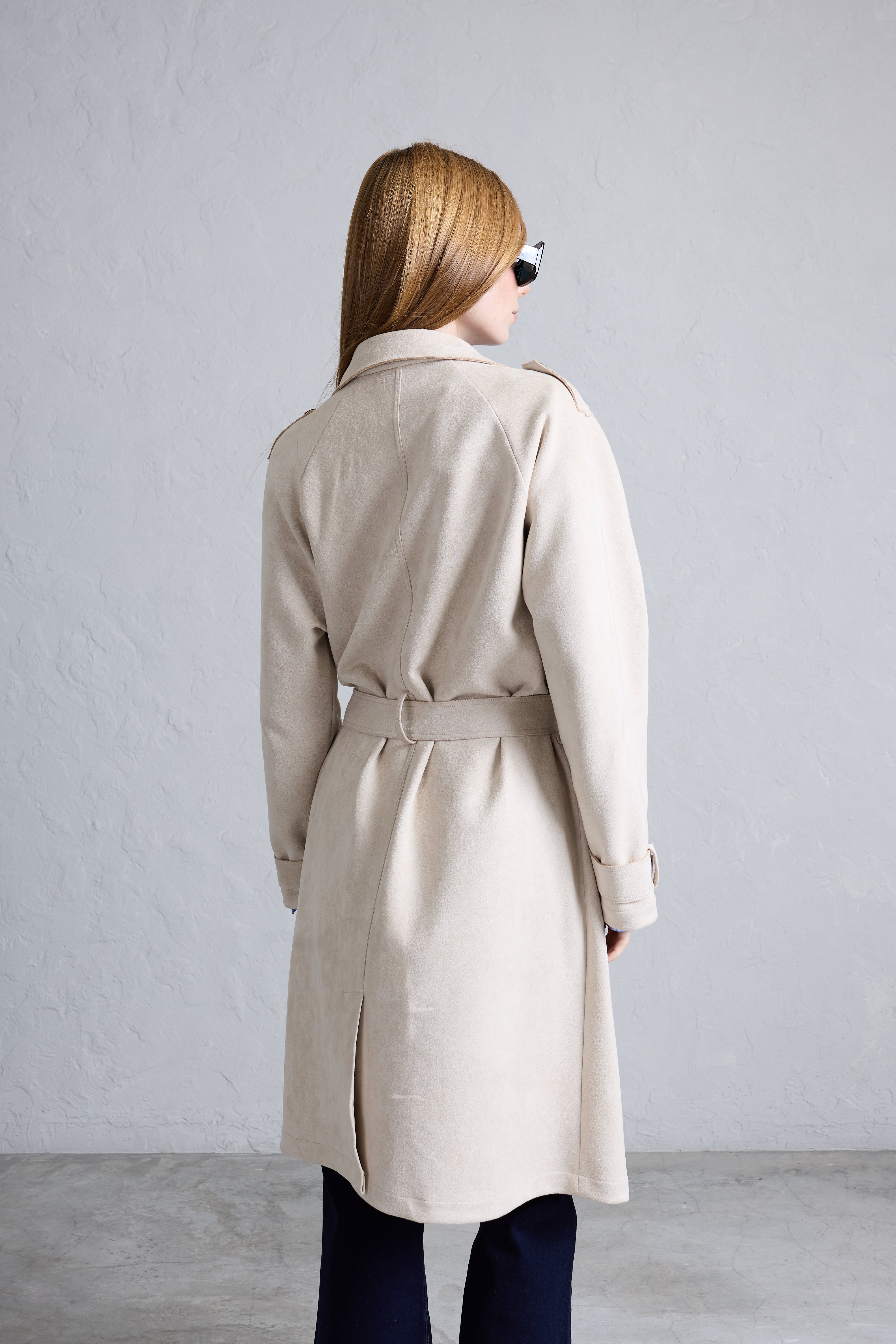 Gabardina Cruzada con Cinturón - Beige