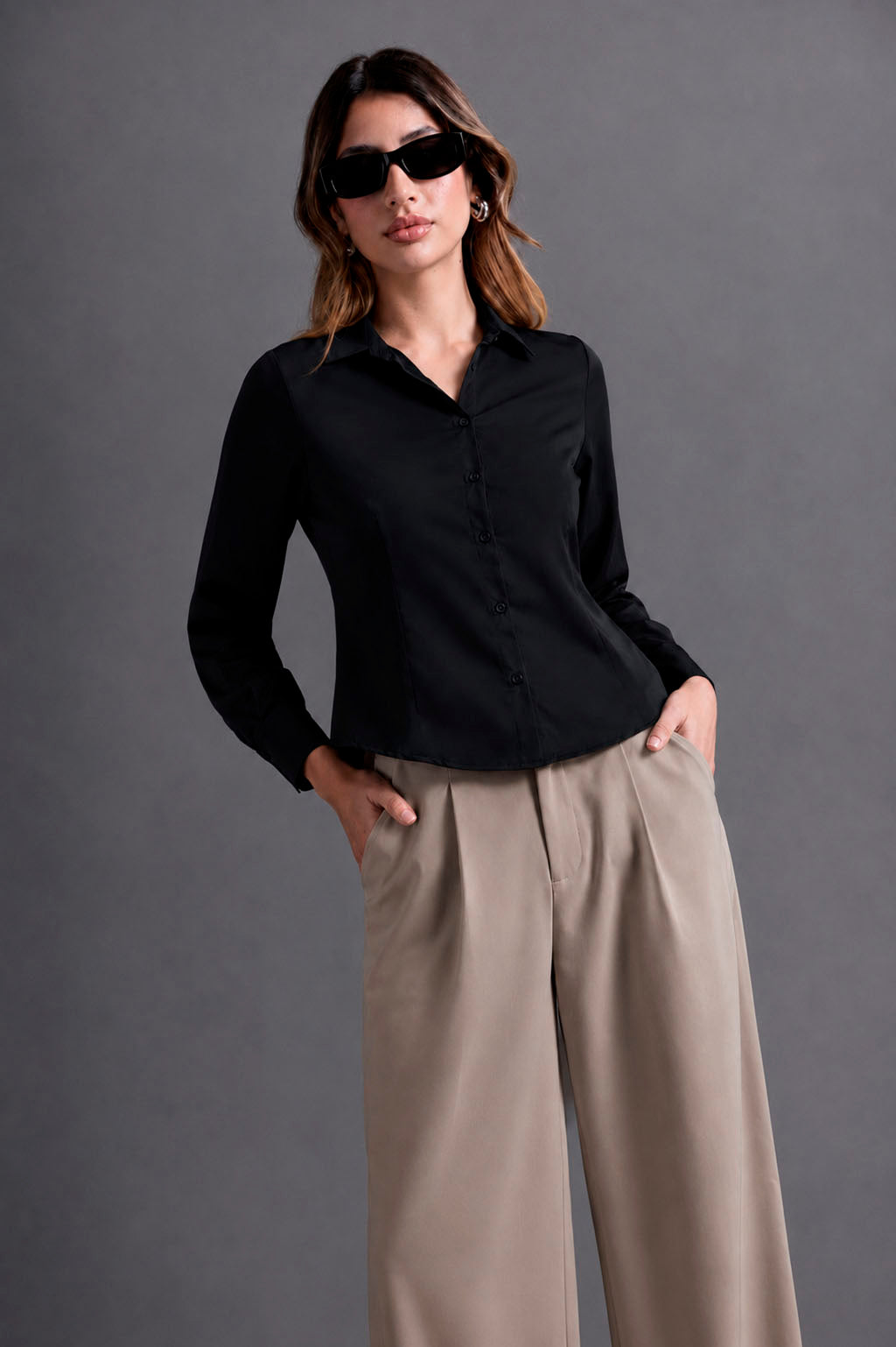 Blusa Satín Luxe - Negro