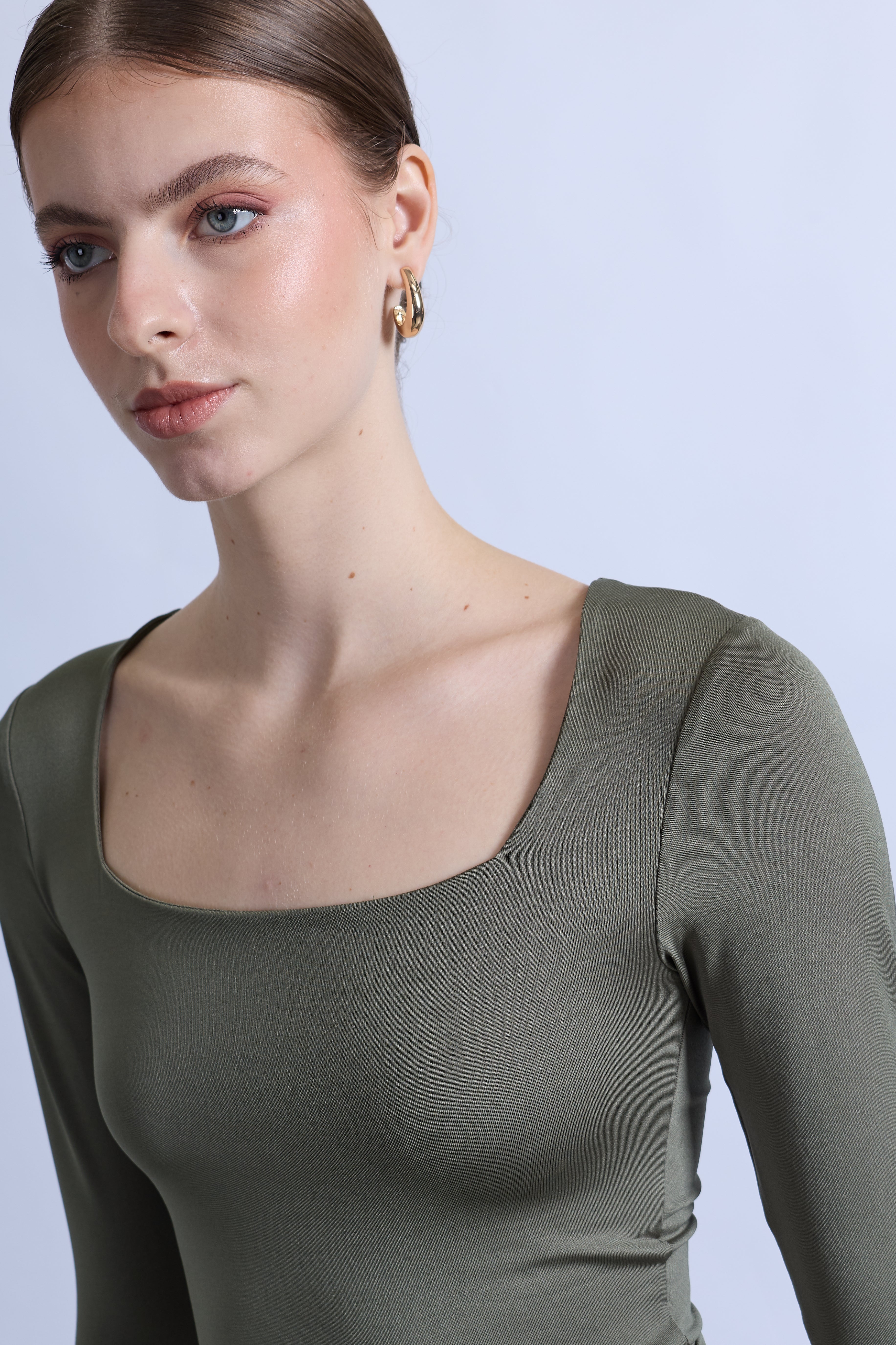 Top Slim Escote Cuadrado - Verde Hoja