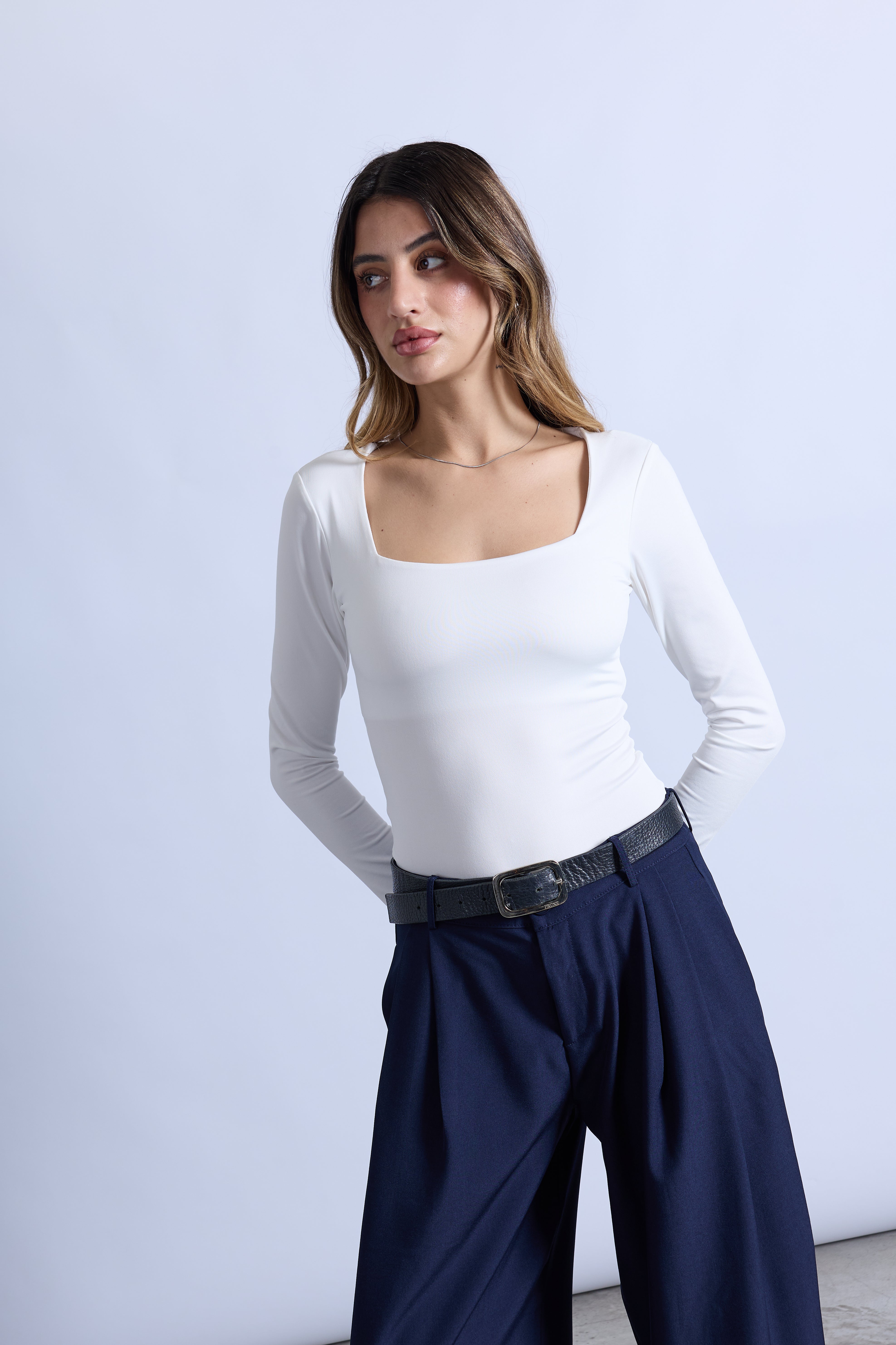 Top Slim Escote Cuadrado - Perla