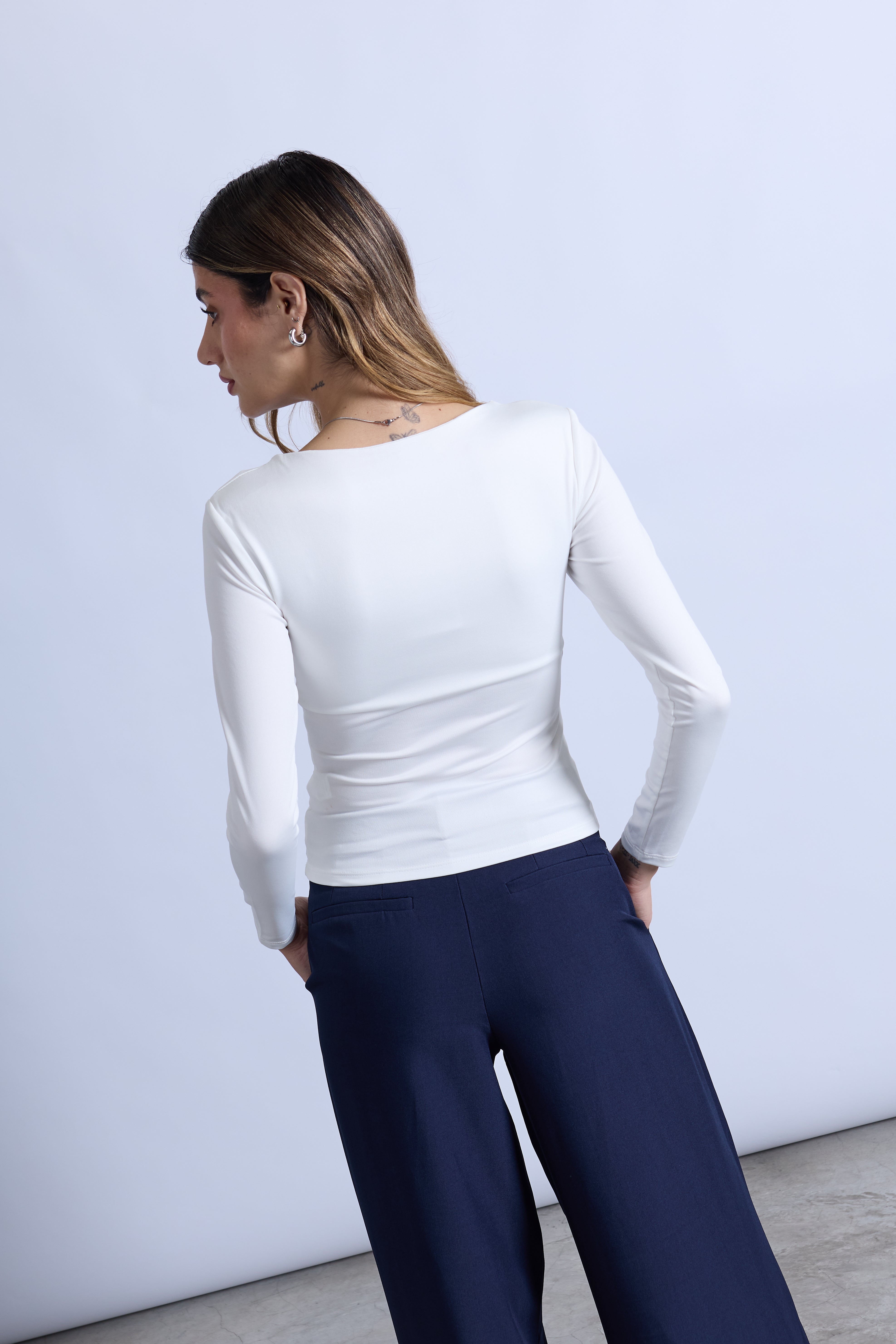 Top Slim Escote Cuadrado - Perla