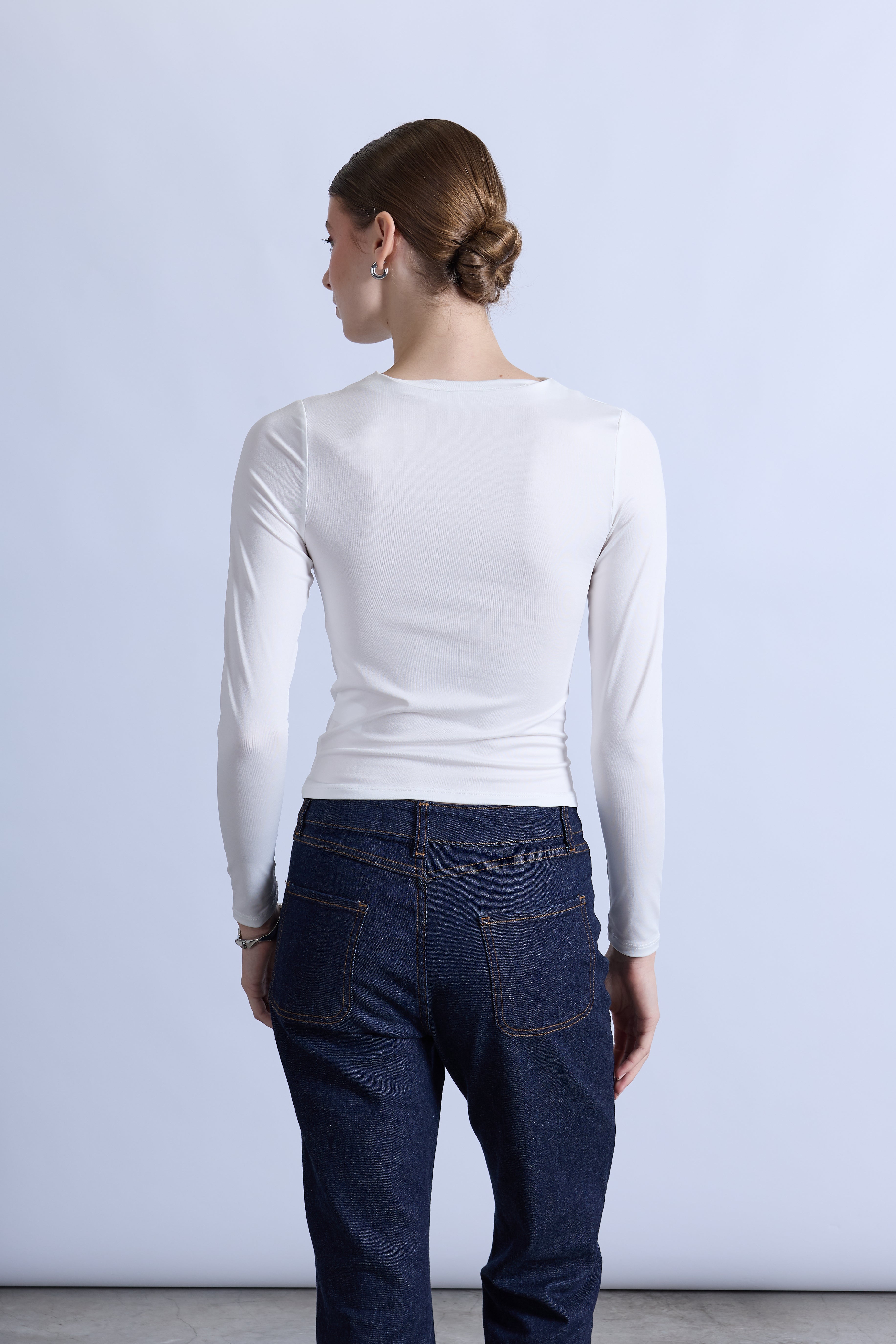 Top Drapeado Cuello Alto - Perla