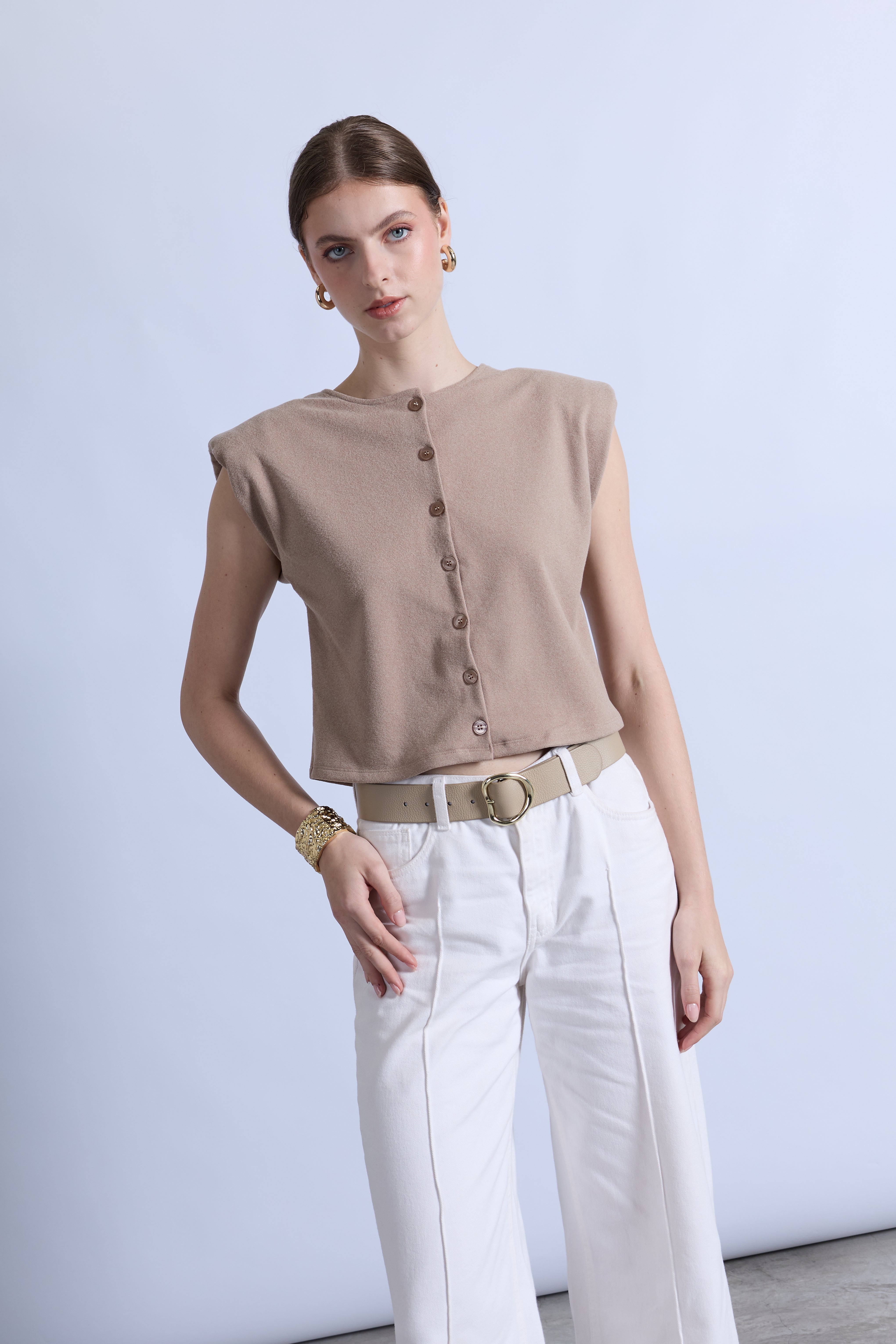 Chaleco Cropped - Beige