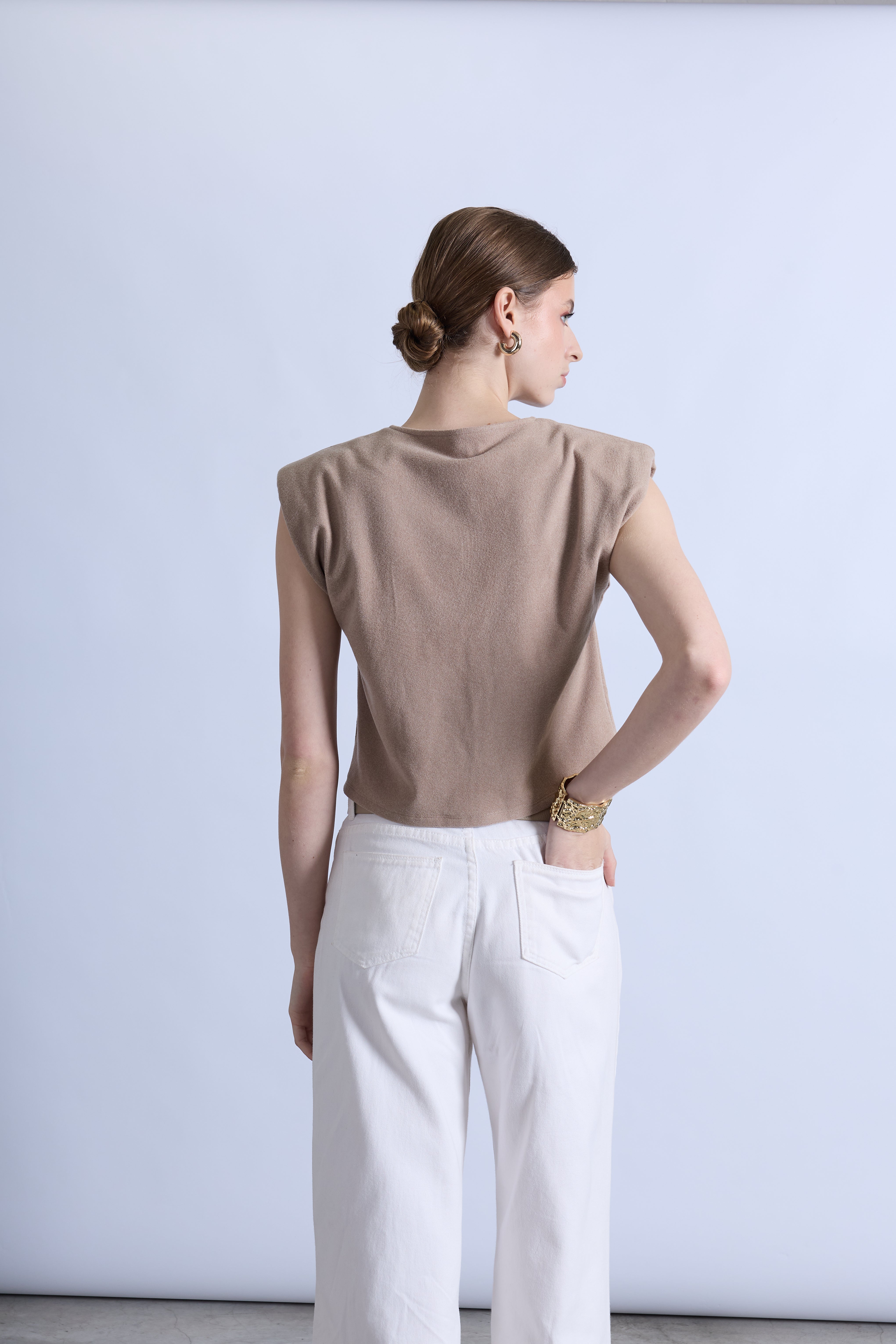 Chaleco Cropped - Beige