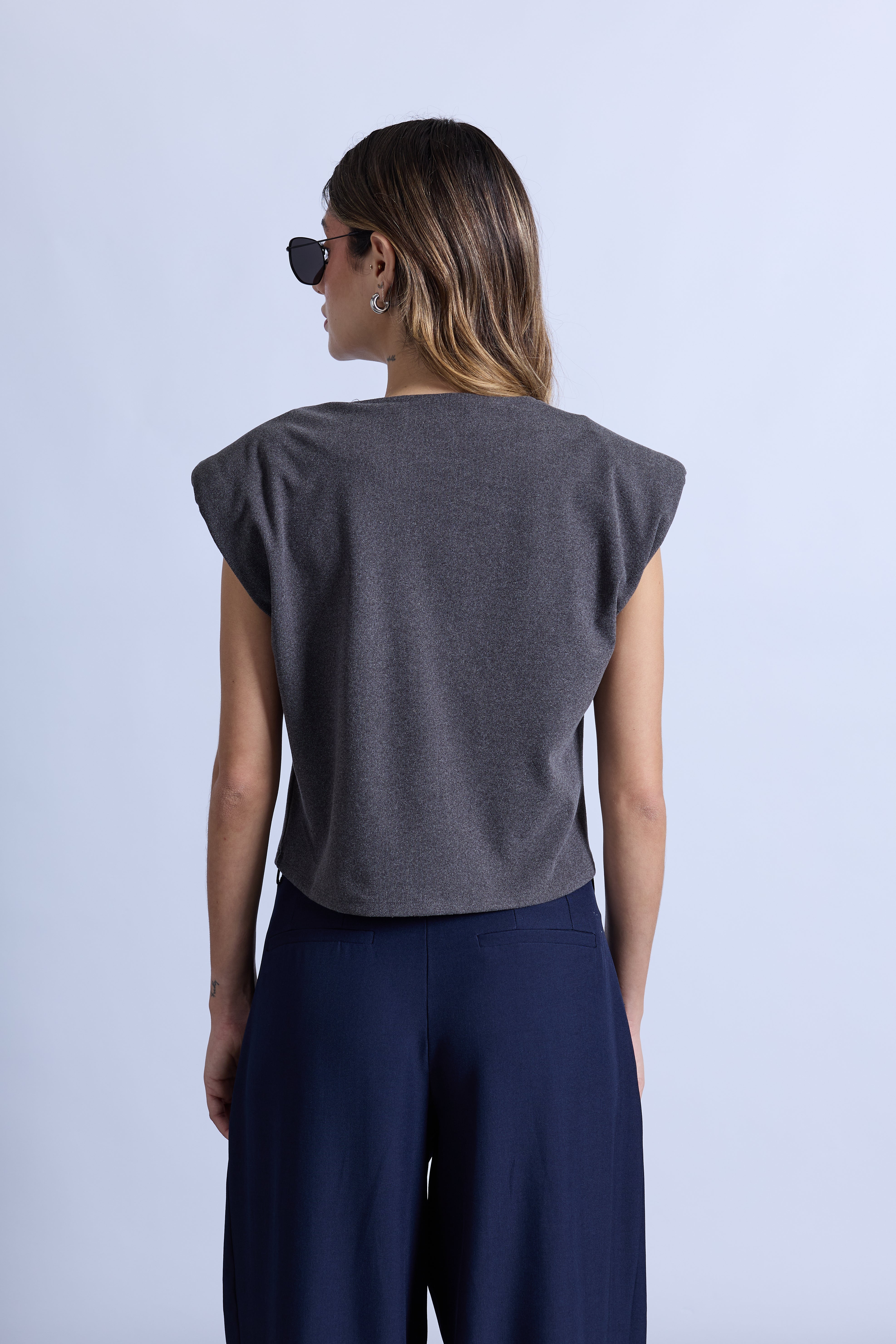 Chaleco Cropped - Plomo