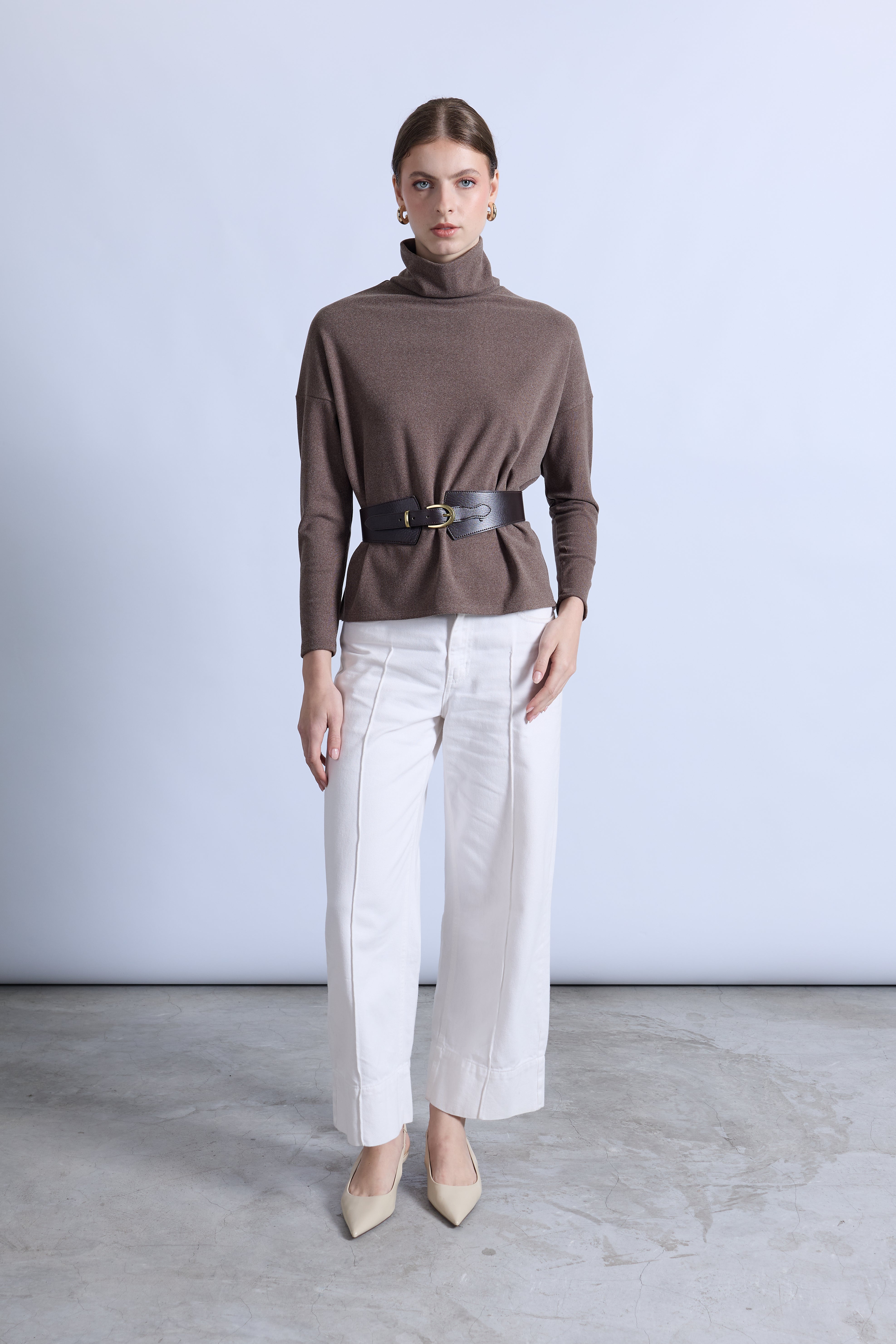 Sweater Cuello Alto - Topo
