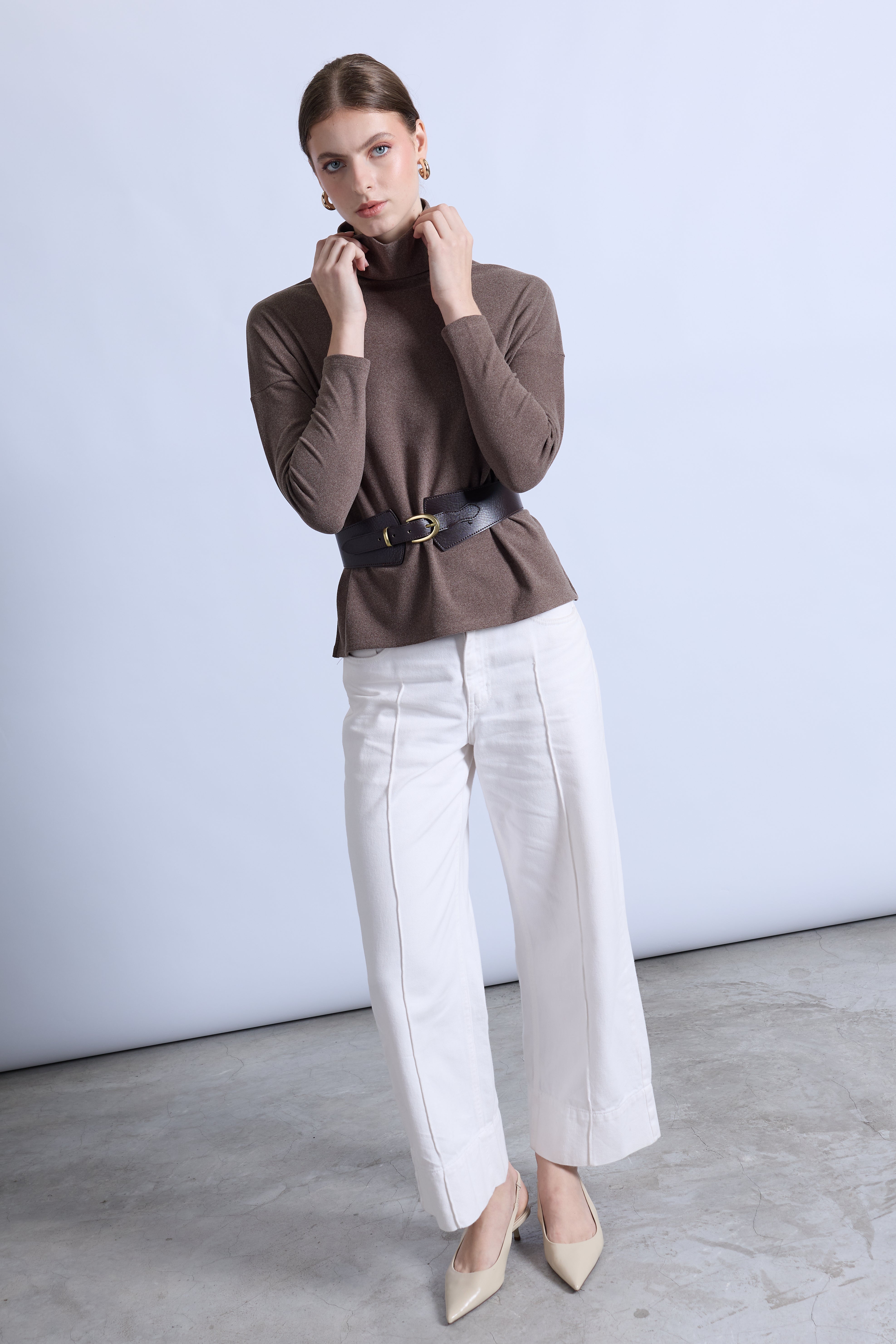 Sweater Cuello Alto - Topo