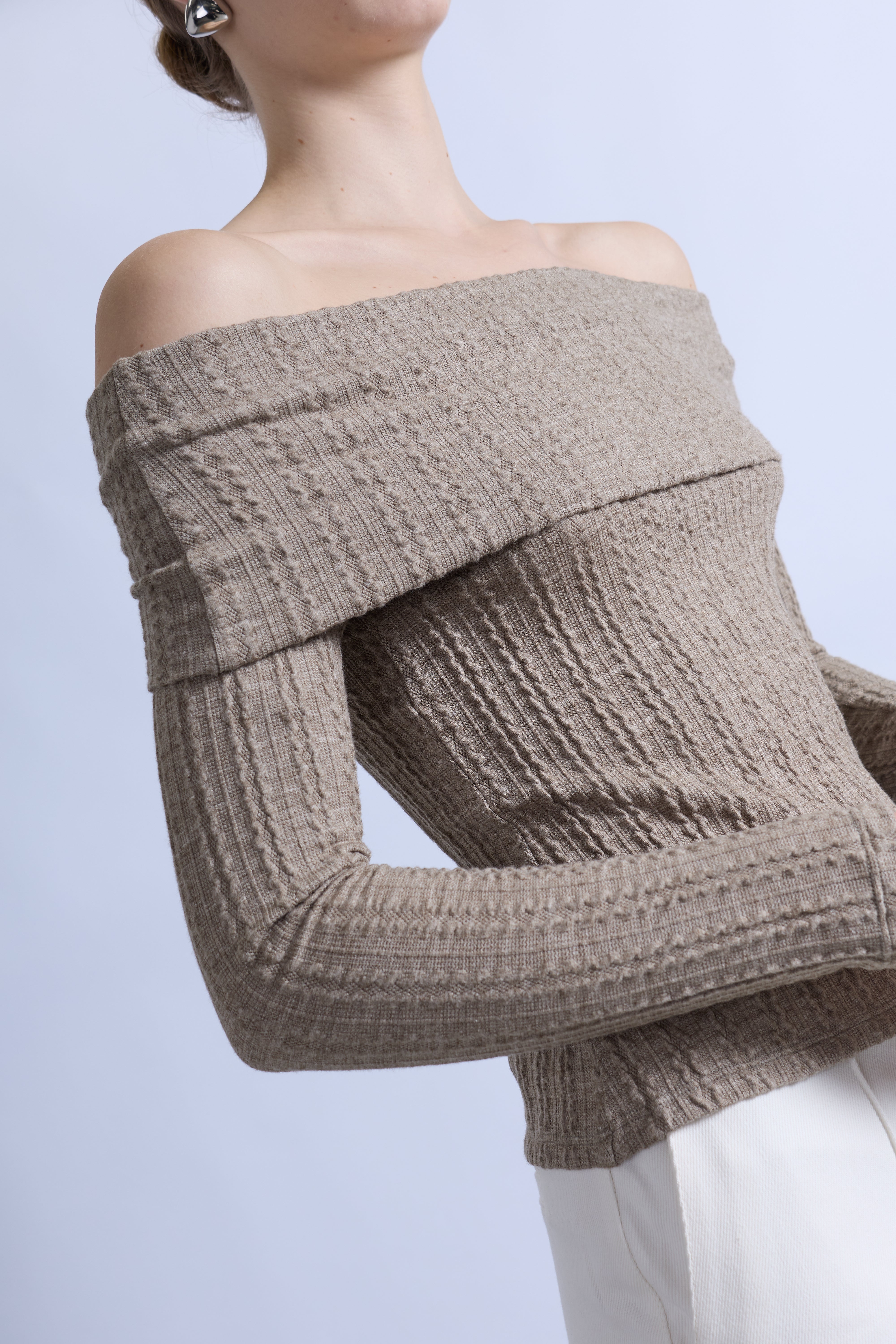 Sweater Off Shoulder - Topo