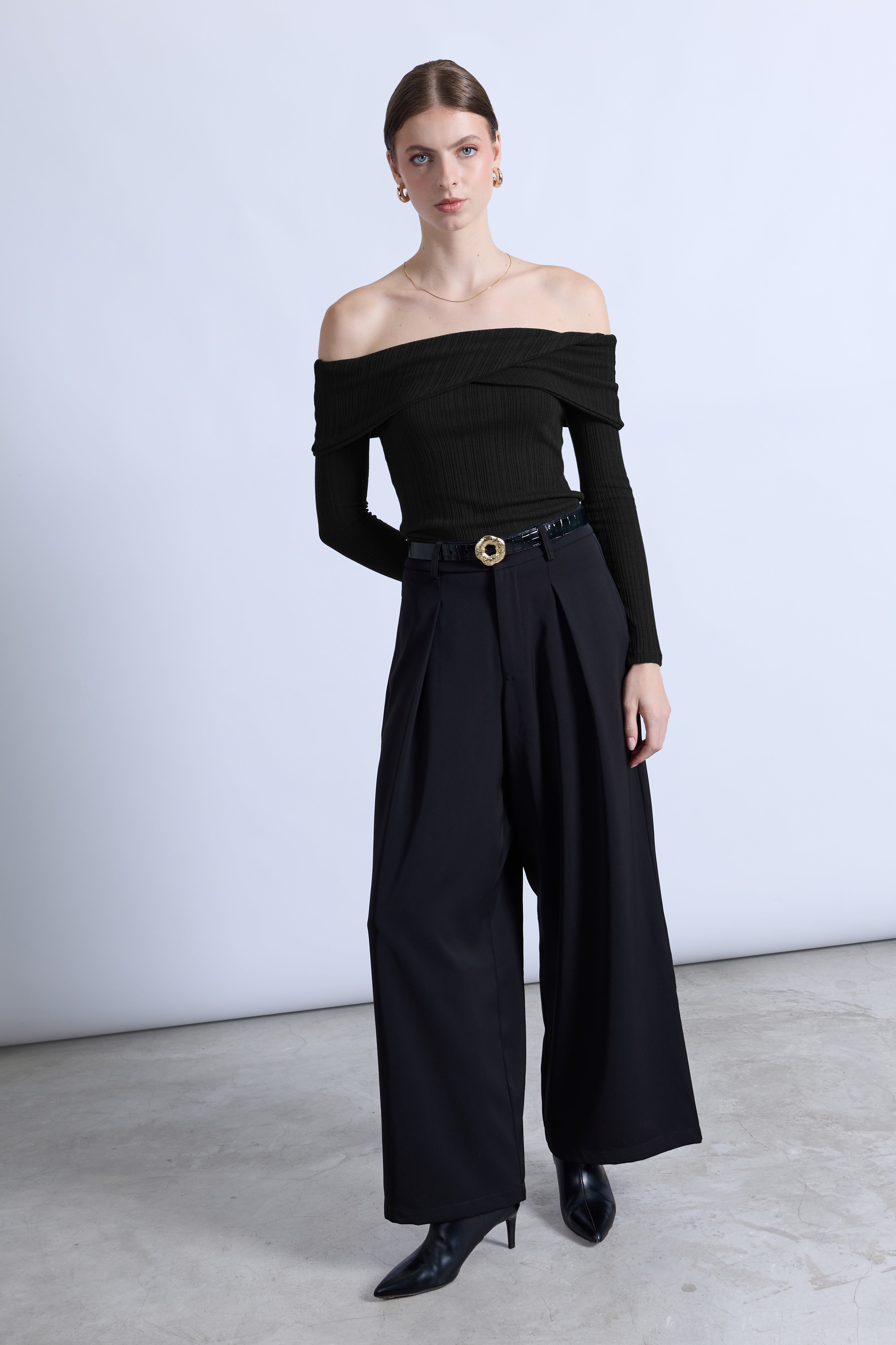 Sweater Cruzado Off Shoulder - Negro