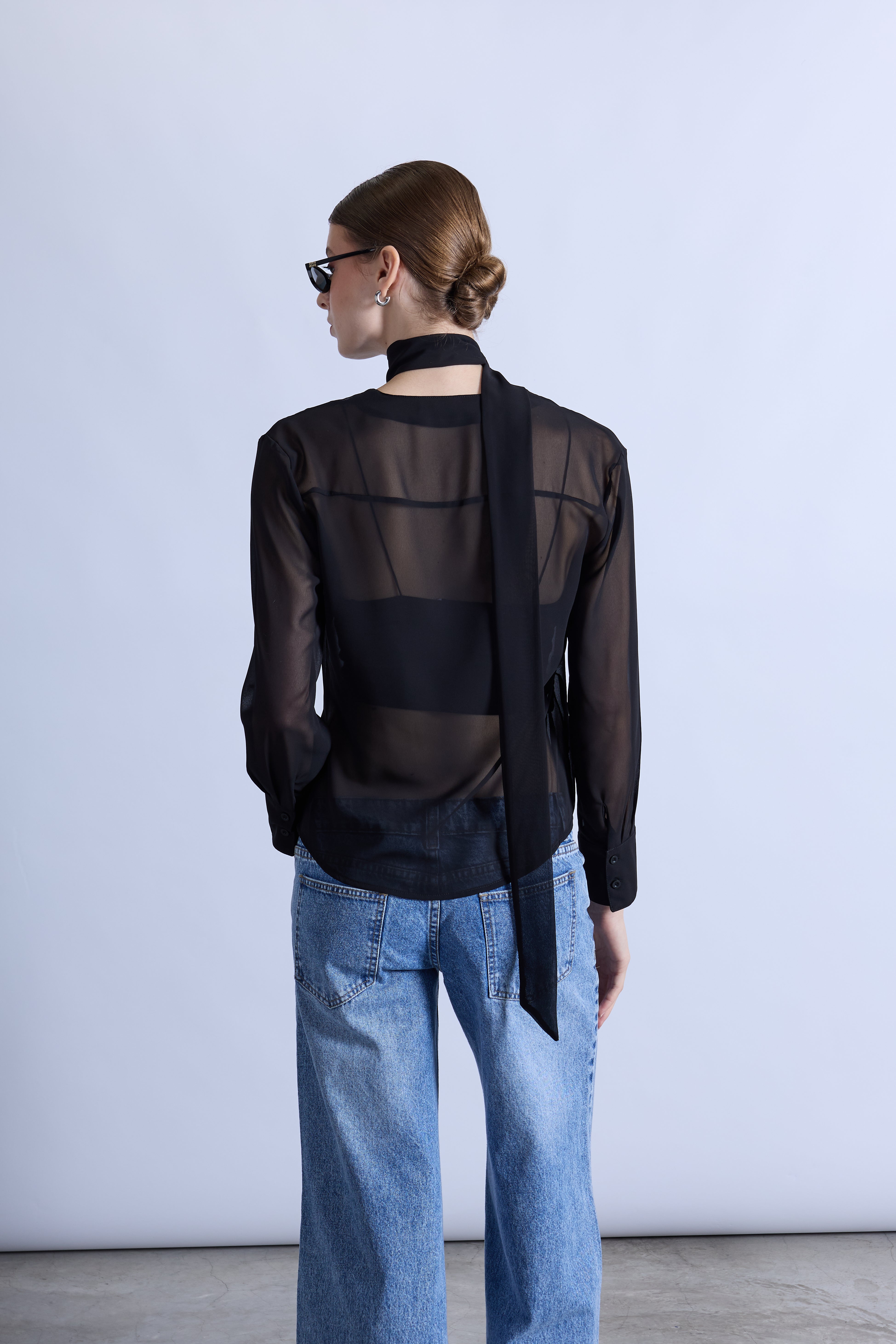 Blusa con Fular - Negro