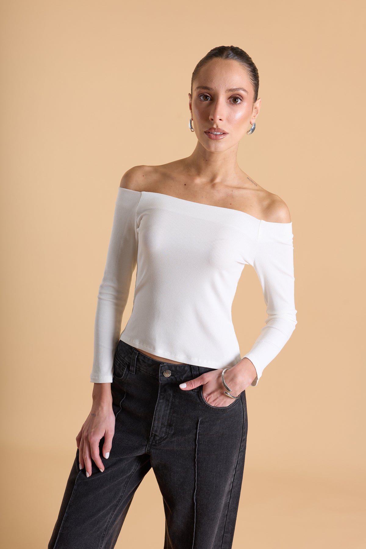 Top Bardot Canalé - Perla