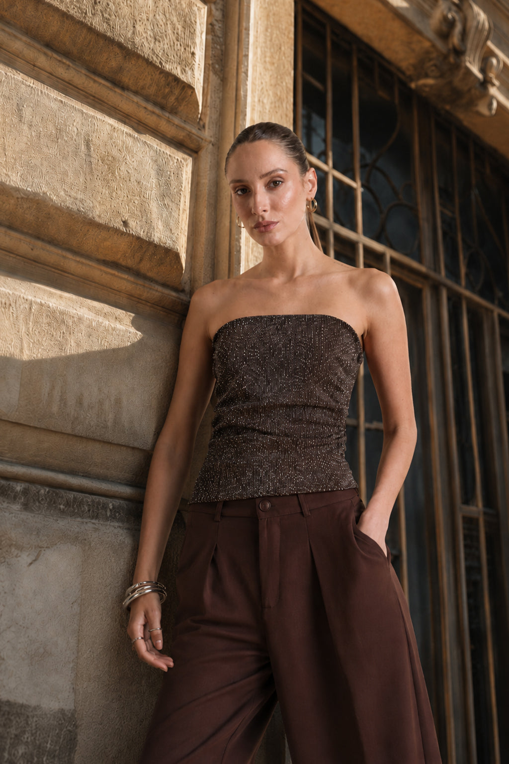 Top Strapless Brillo - Lacre